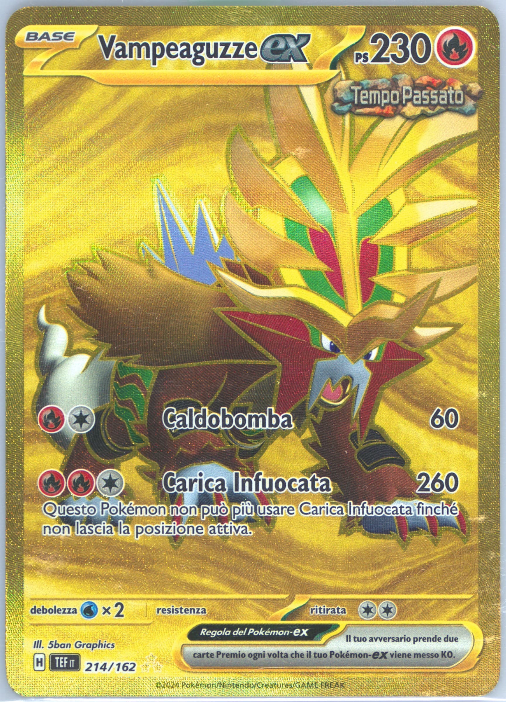 Gouging Fire EX Hyper Rare (214) 2024 Pokemon Italian Tef It-Temporal Forces