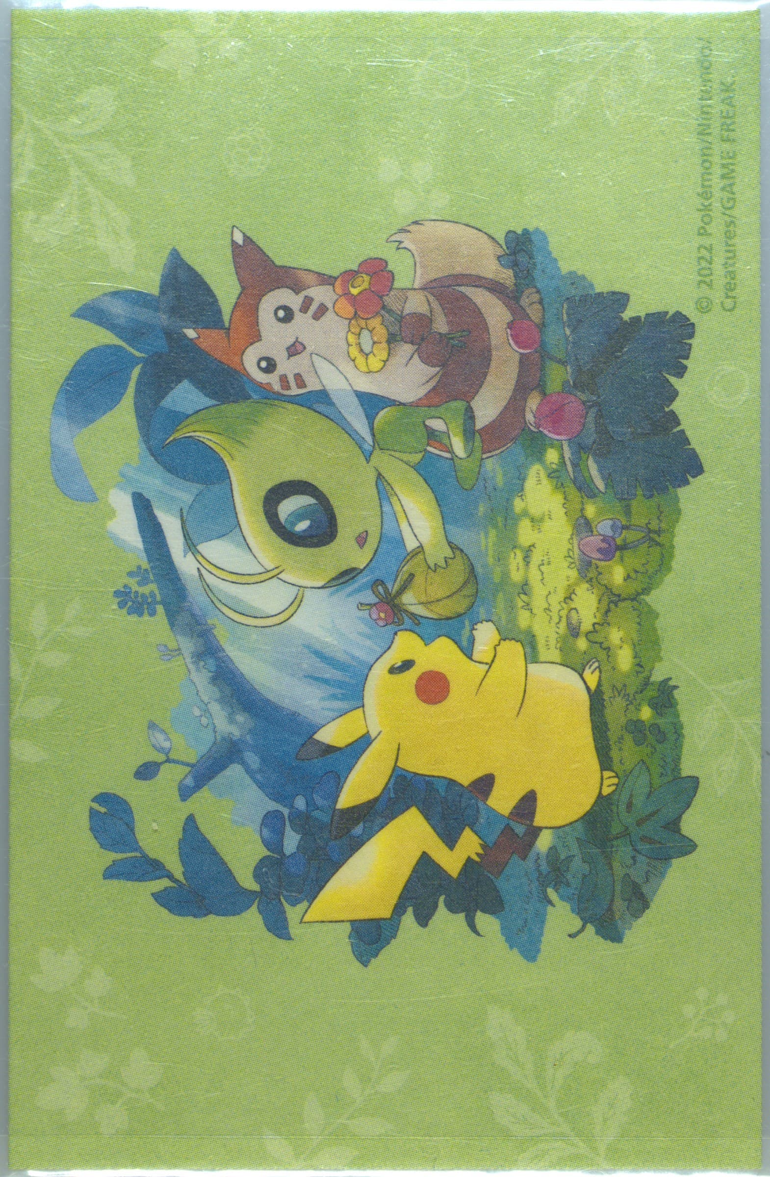 Celebi/Furret/Pikachu 2022 Pokemon Center Online Gifts From the Forest - 5 Mini Card Set
