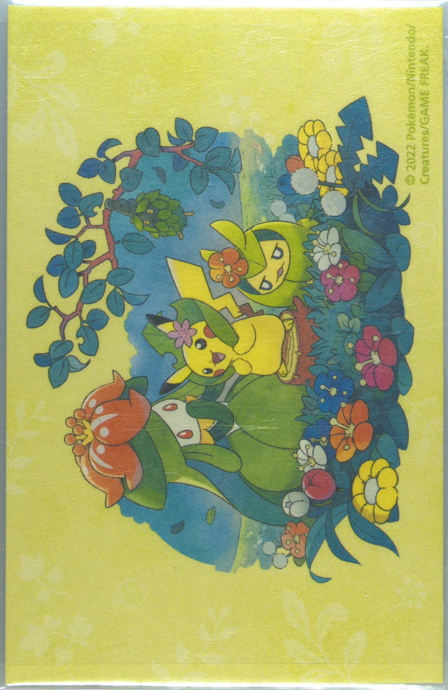 Burmy (Plant Cloak)/Lilligant/Pikachu/Swadloon Playing Dress-Up 2022 Pokemon Center Online Gifts From the Forest - 5 Mini Card Set