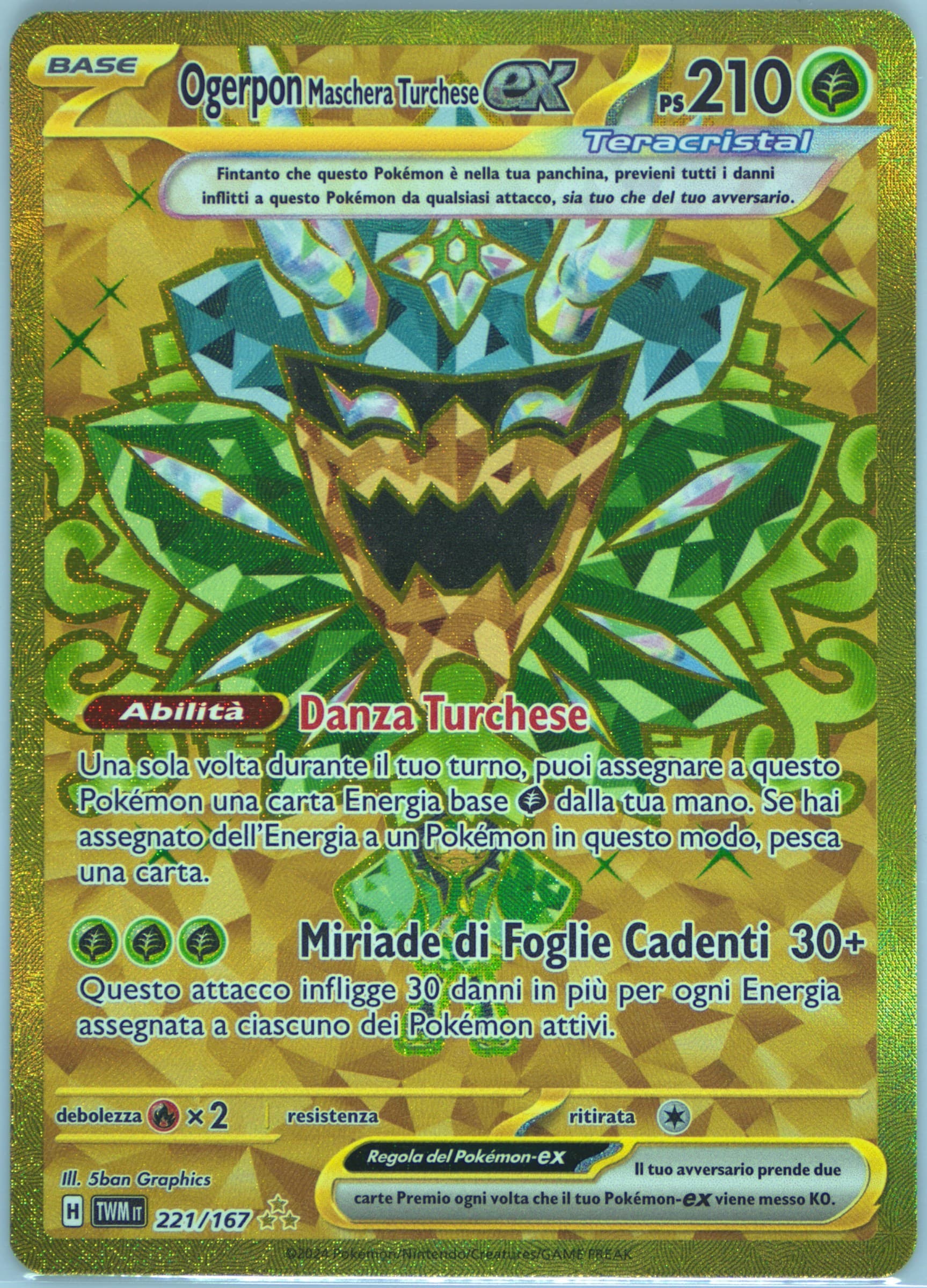 Teal Mask Ogerpon EX Hyper Rare (221) 2024 Pokemon Italian Twm It-Twilight Masquerade