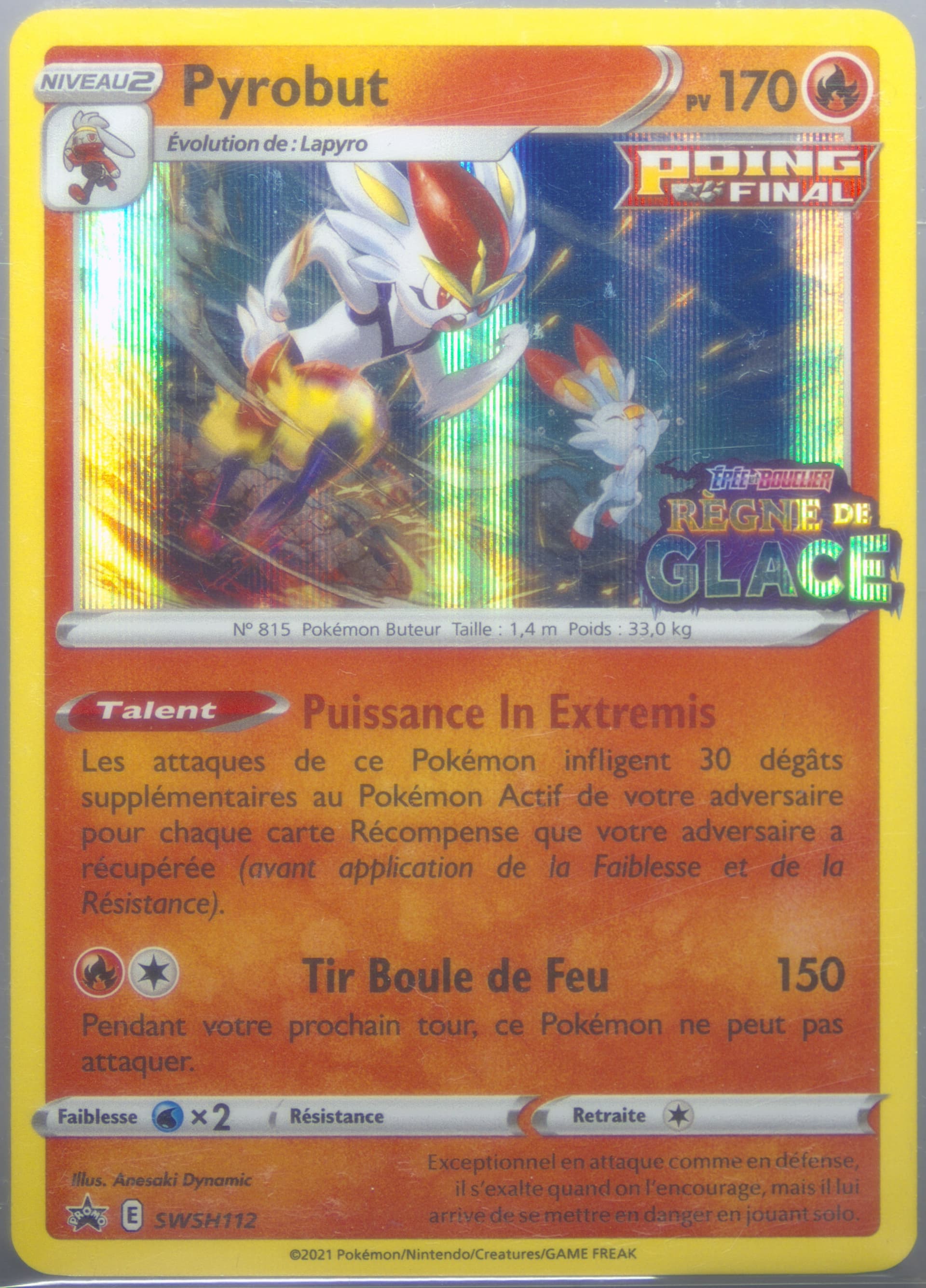 Pyrobut-Holo Prerelease-French (112) 2021 Pokemon Swsh Black Star Promo