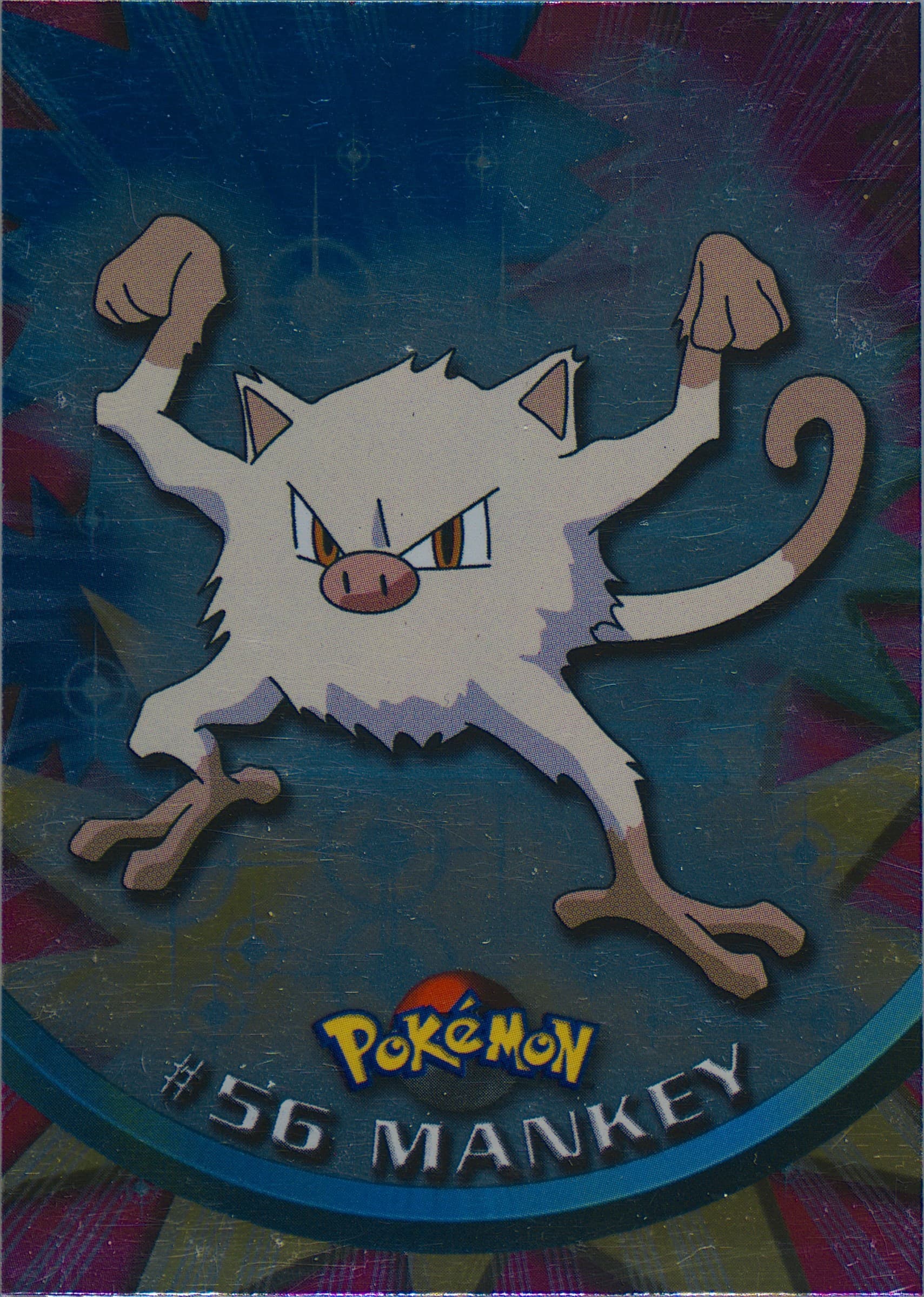 Mankey Foil-Italian (56) 1999 Topps Pokemon TV