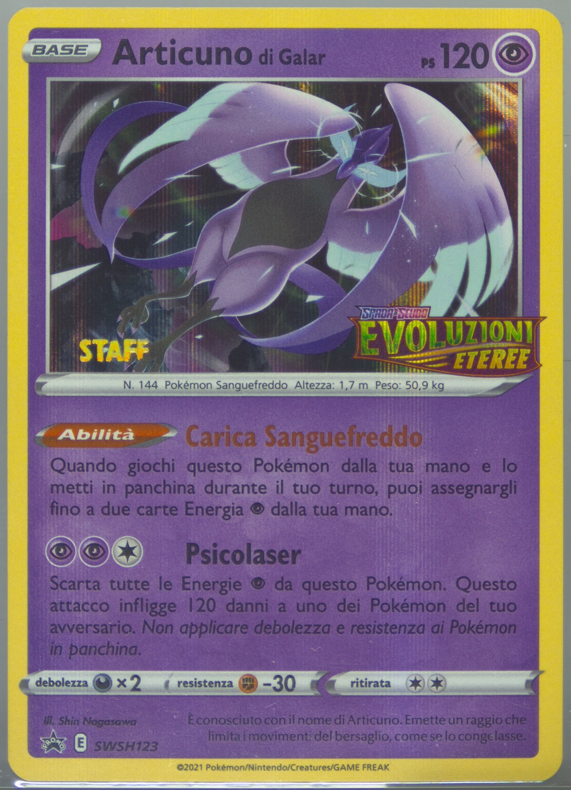 Articuno DI Galar-Holo Prerelease-Staff-Italian (123) 2023 Pokemon Swsh Black Star Promo