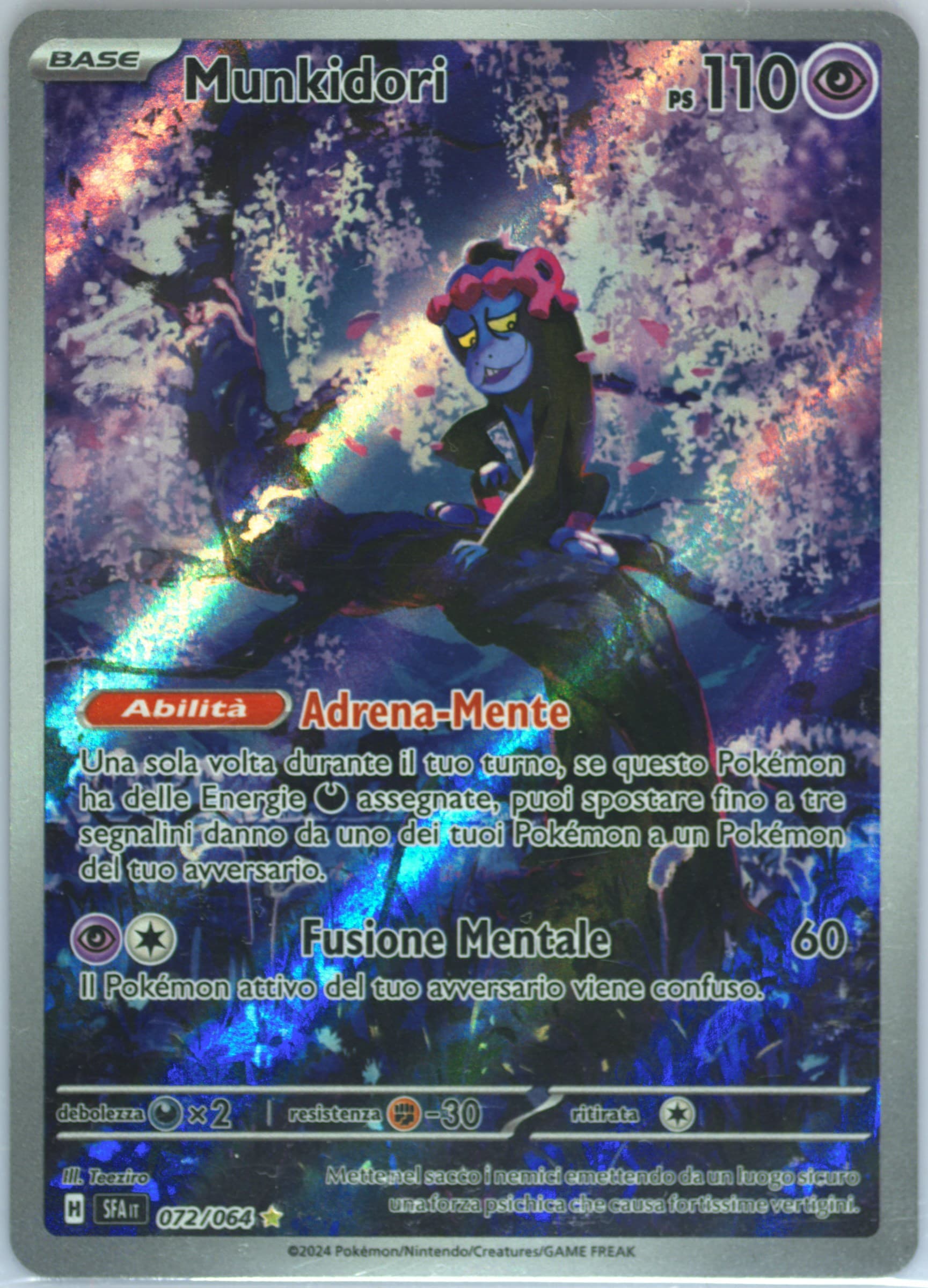 Munkidori Illustration Rare (072) 2024 Pokemon Italian Sfa It-Shrouded Fable