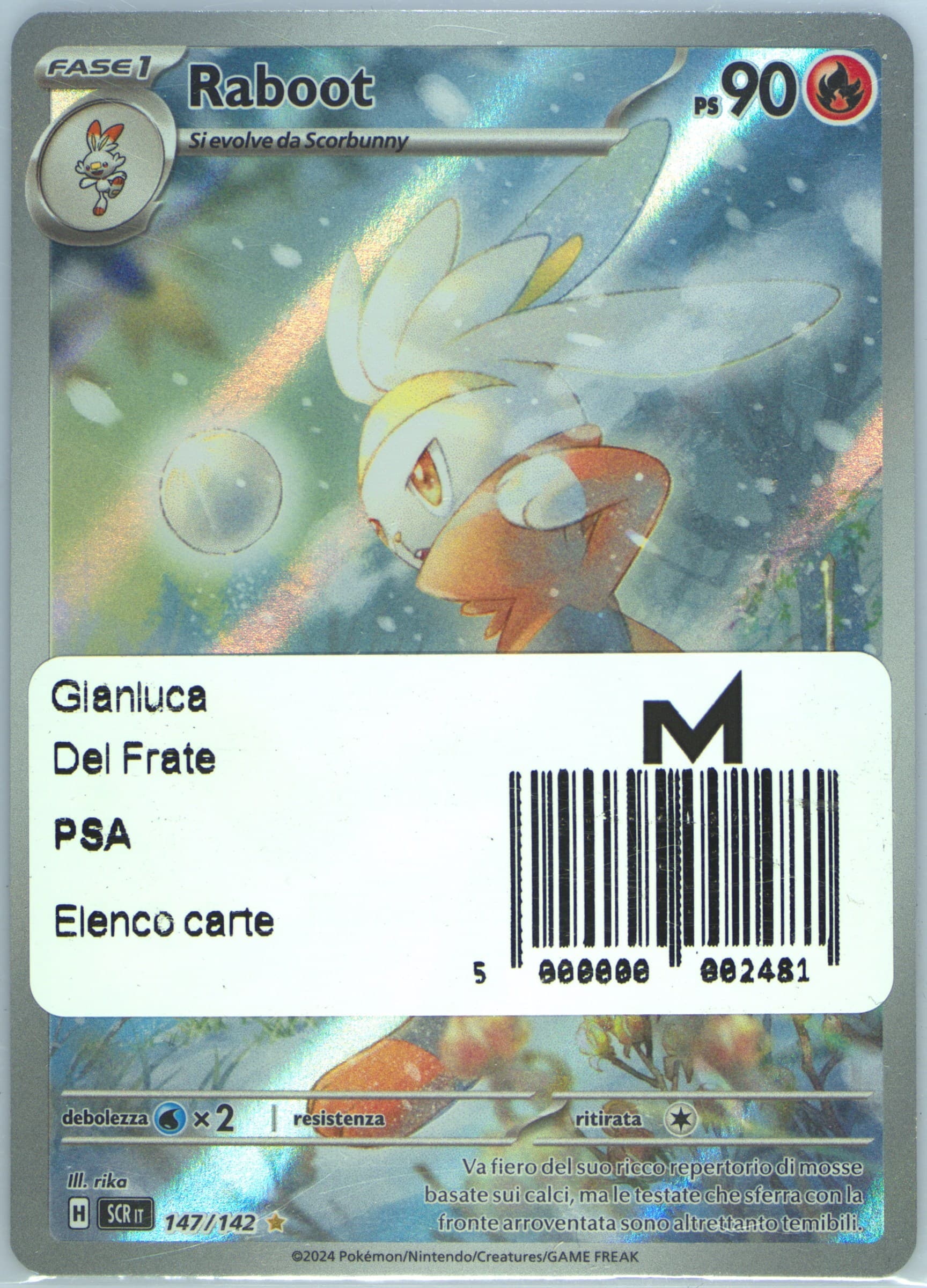 Raboot Illustration Rare (147) 2024 Pokemon Italian Scr It-Stellar Crown