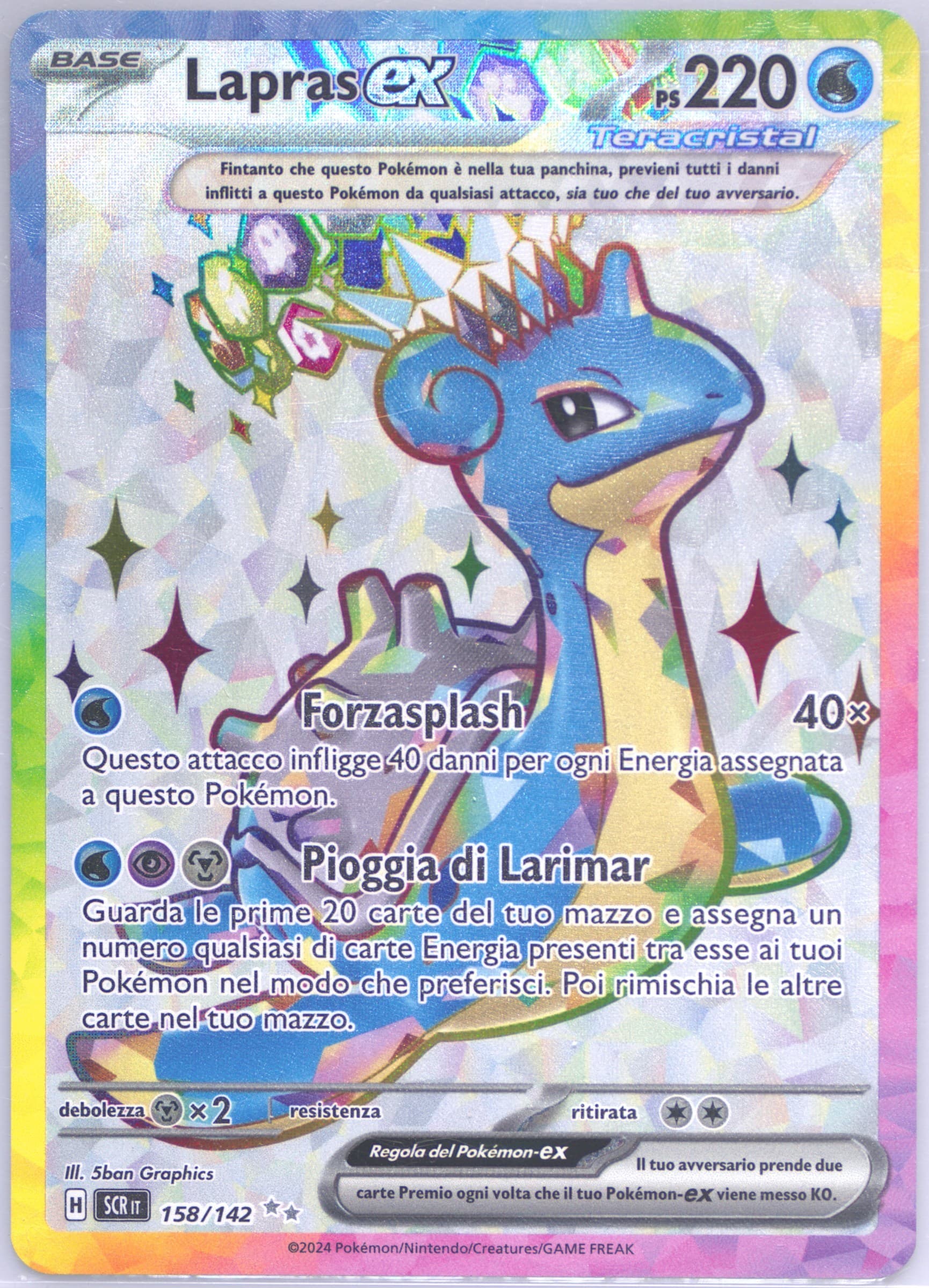 Lapras EX Ultra Rare (158) 2024 Pokemon Italian Scr It-Stellar Crown