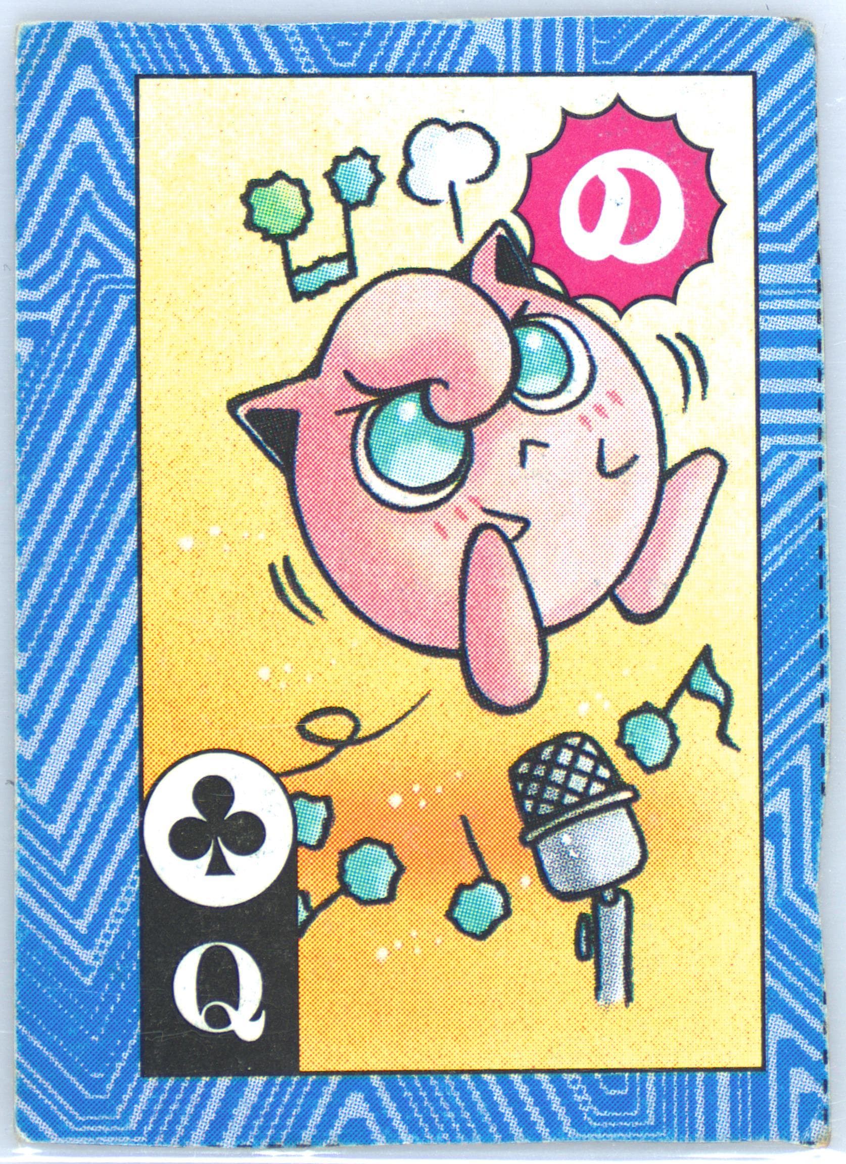 Jigglypuff Queen of Clubs-Hand Cut 1996 Corocoro Comics Pokemon Blue Version Torakaruta Playing Cards and Karuta