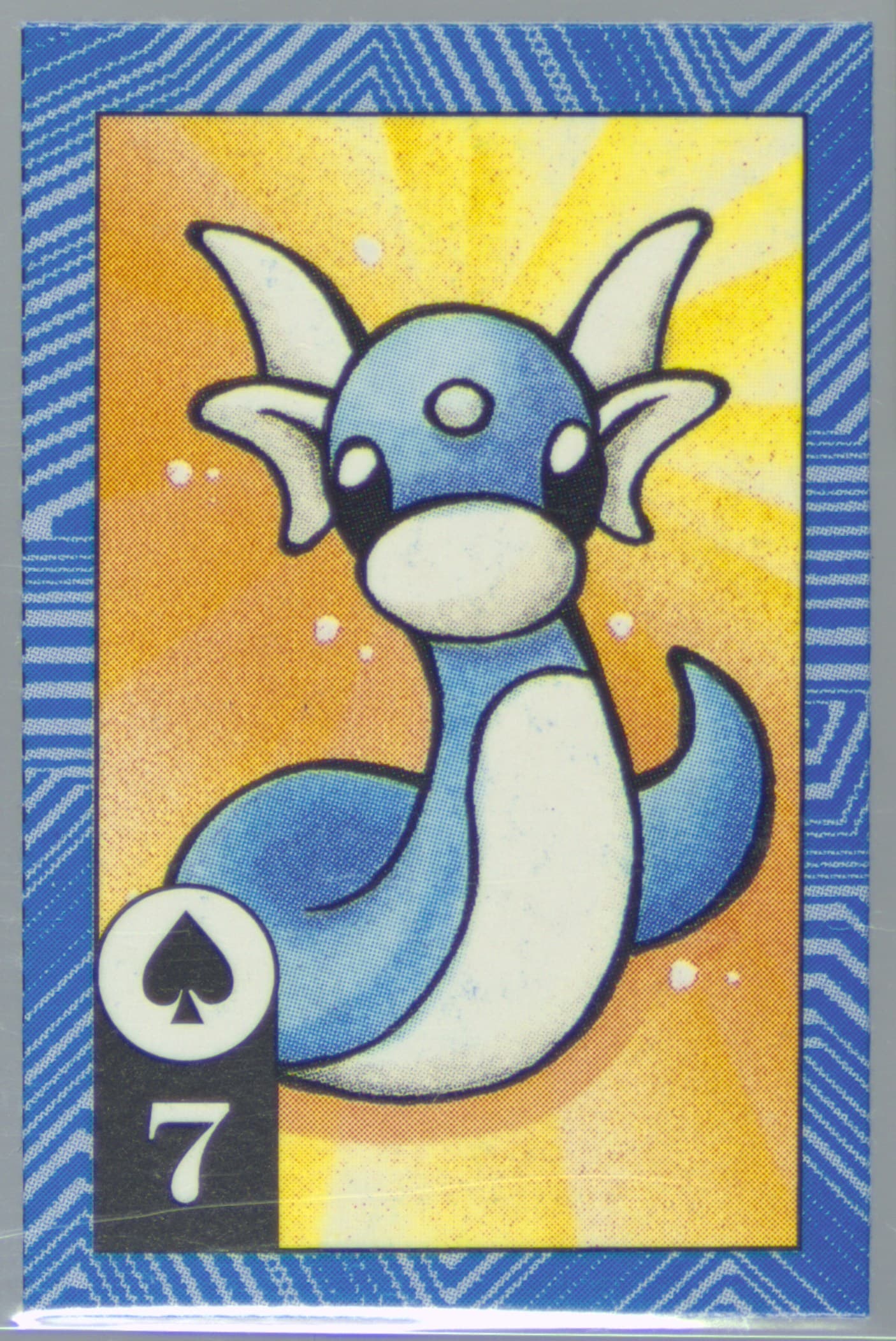 Dratini 7 of Spades-Hand Cut 1996 Corocoro Comics Pokemon Blue Version Torakaruta Playing Cards and Karuta