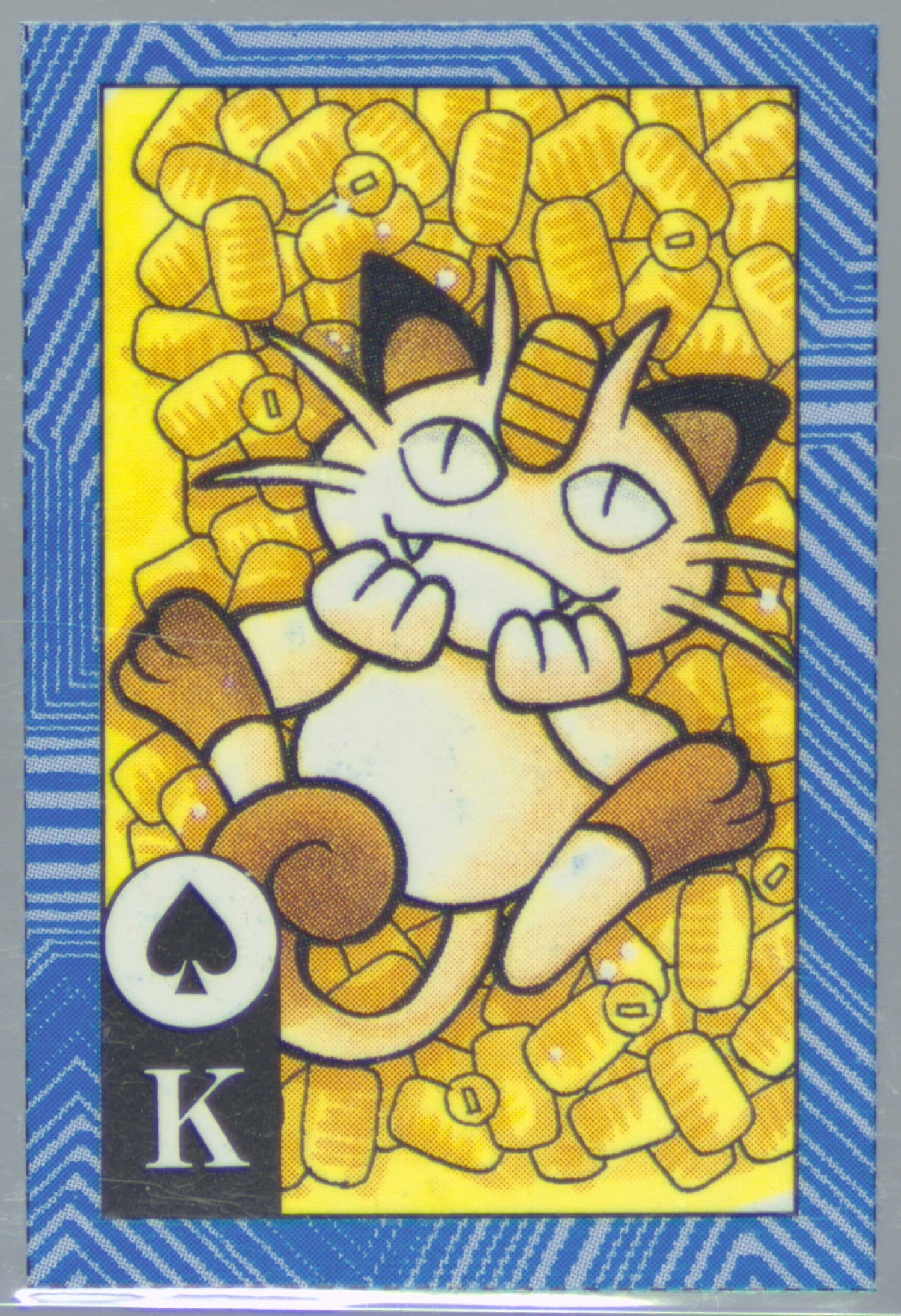 Meowth King of Spades-Hand Cut 1996 Corocoro Comics Pokemon Blue Version Torakaruta Playing Cards and Karuta