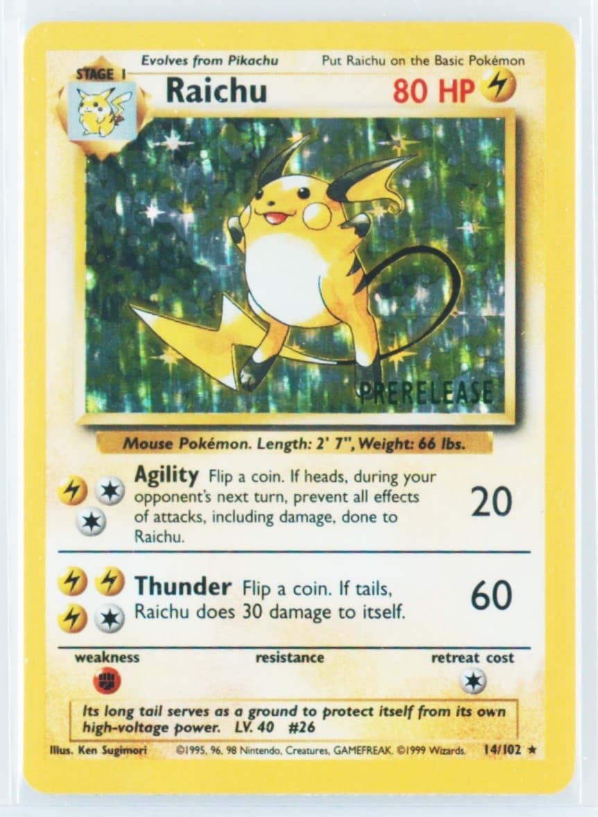 Raichu-Holo Prerelease (14) 1999 Pokemon Game
