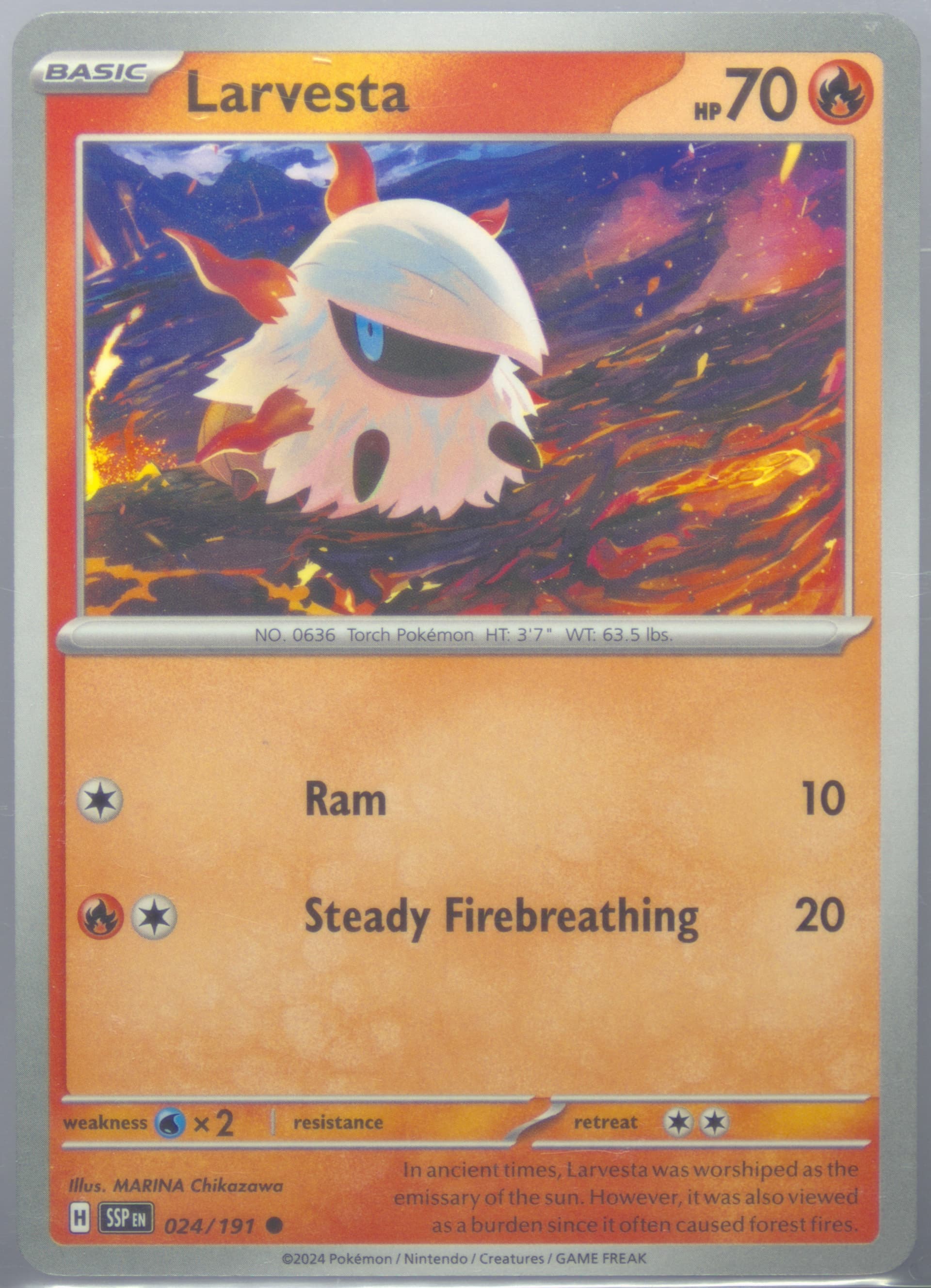 Larvesta (024) 2024 Pokemon Ssp EN-Surging Sparks