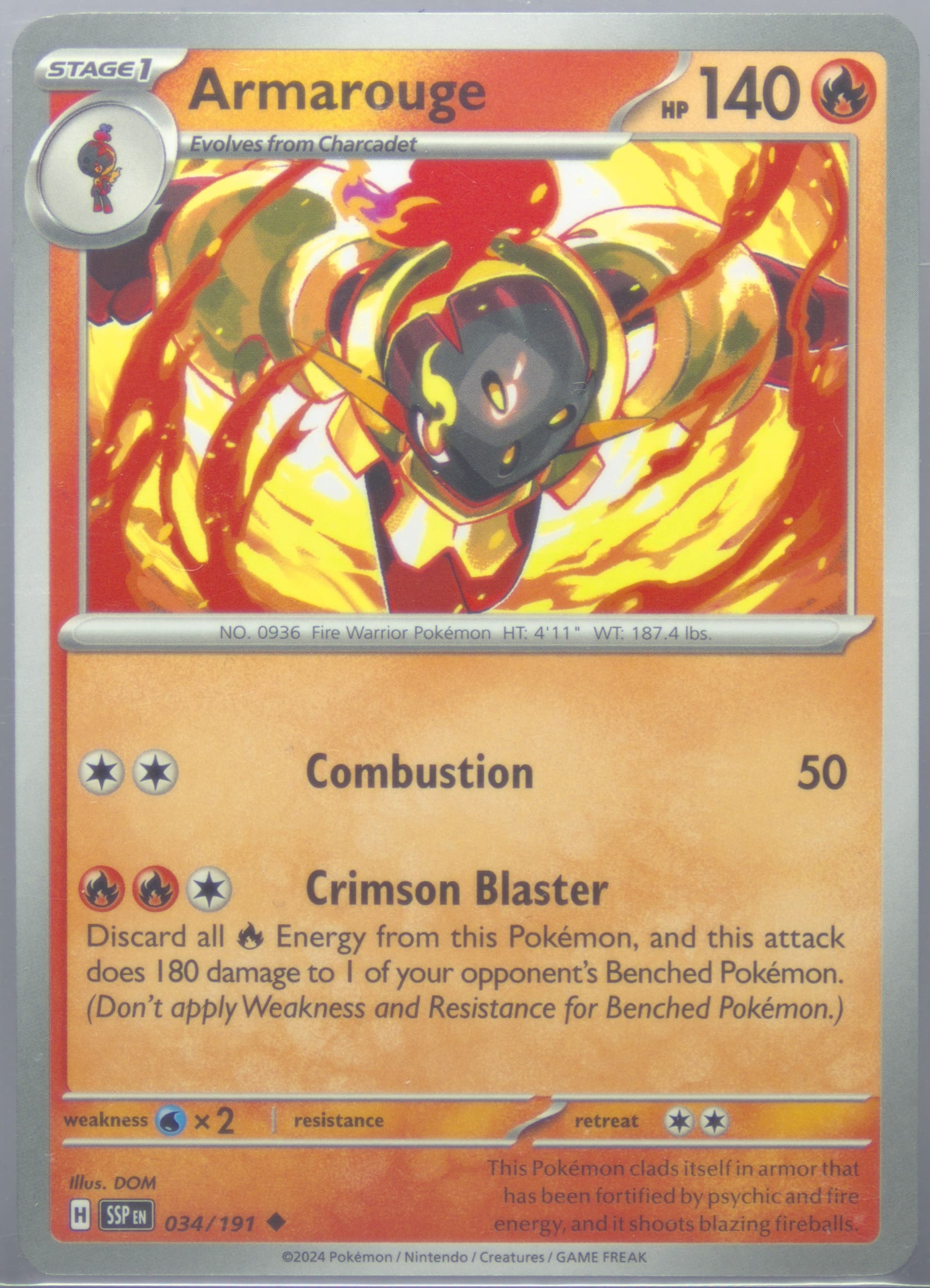 Armarouge (034) 2024 Pokemon Ssp EN-Surging Sparks