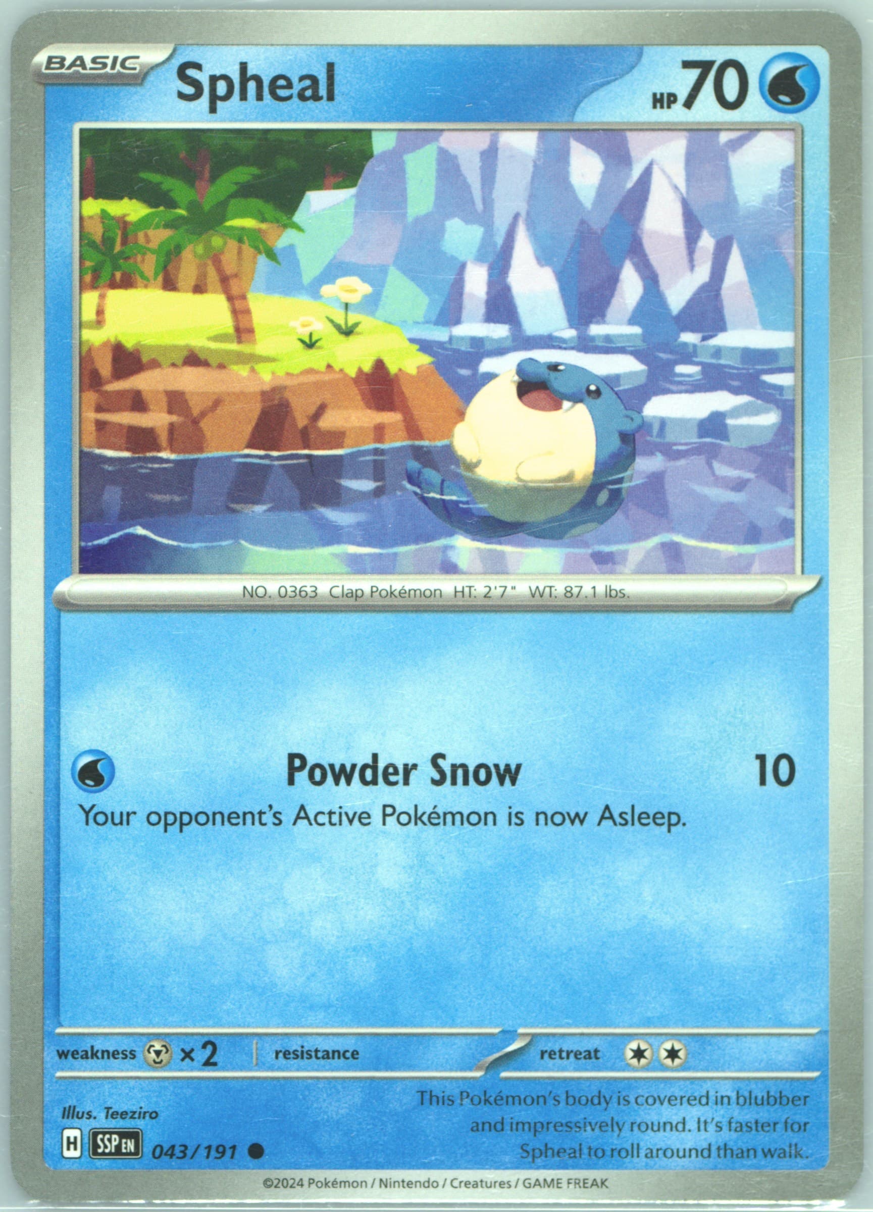 Spheal (043) 2024 Pokemon Ssp EN-Surging Sparks