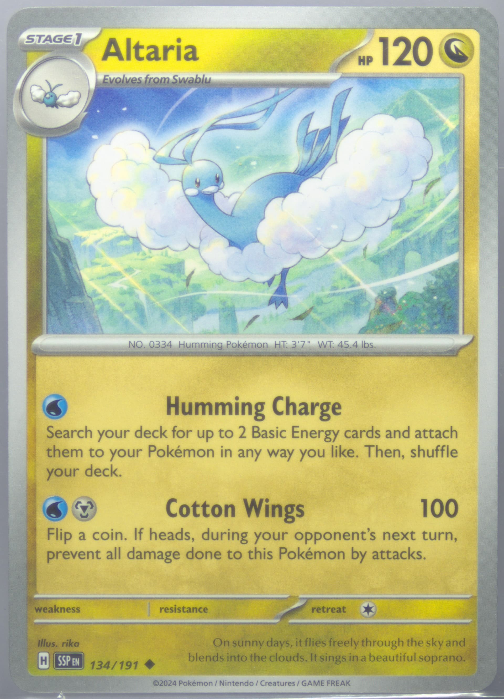 Altaria (134) 2024 Pokemon Ssp EN-Surging Sparks