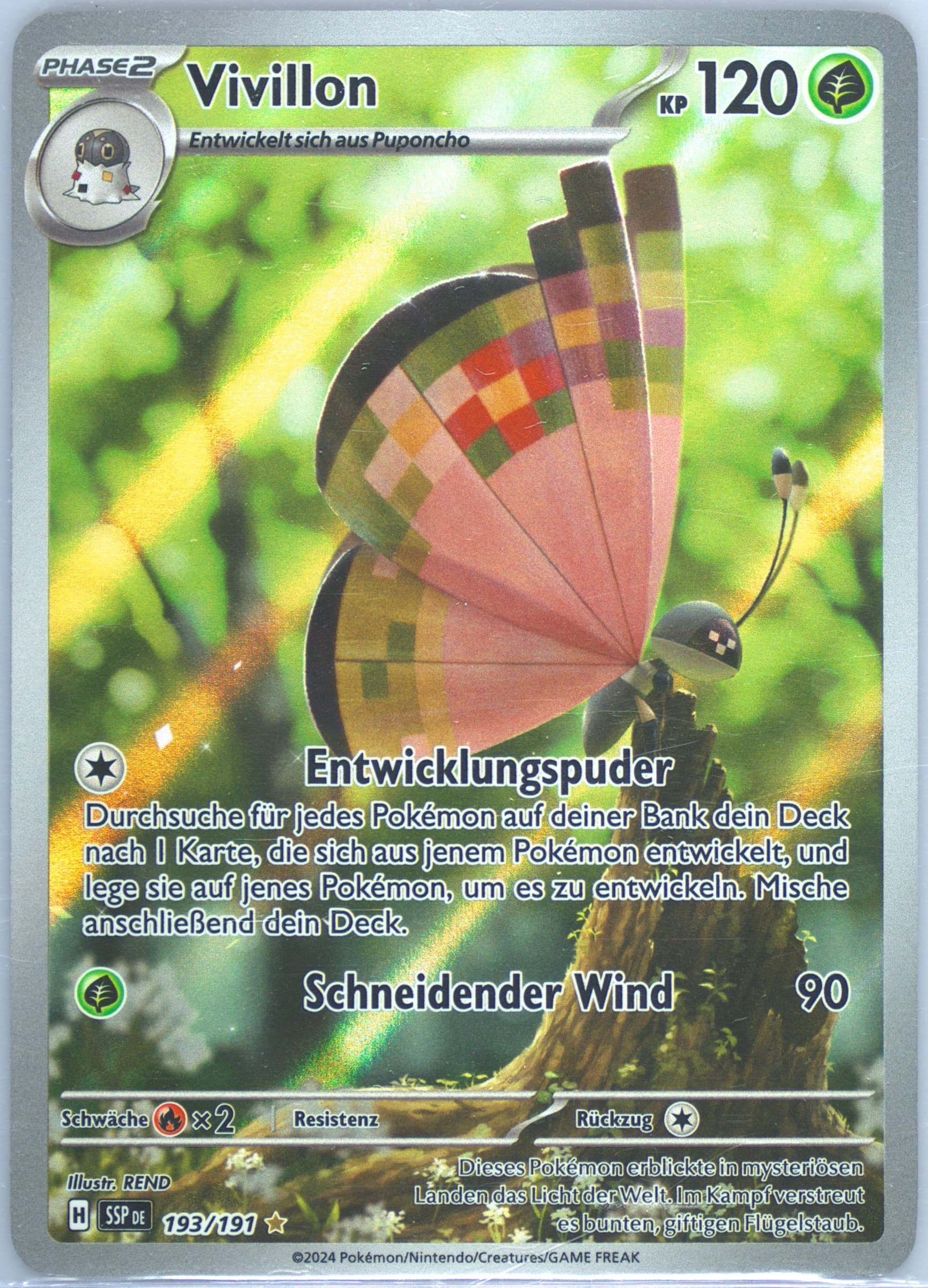 Vivillon Illustration Rare (193) 2024 Pokemon German Ssp de-Surging Sparks
