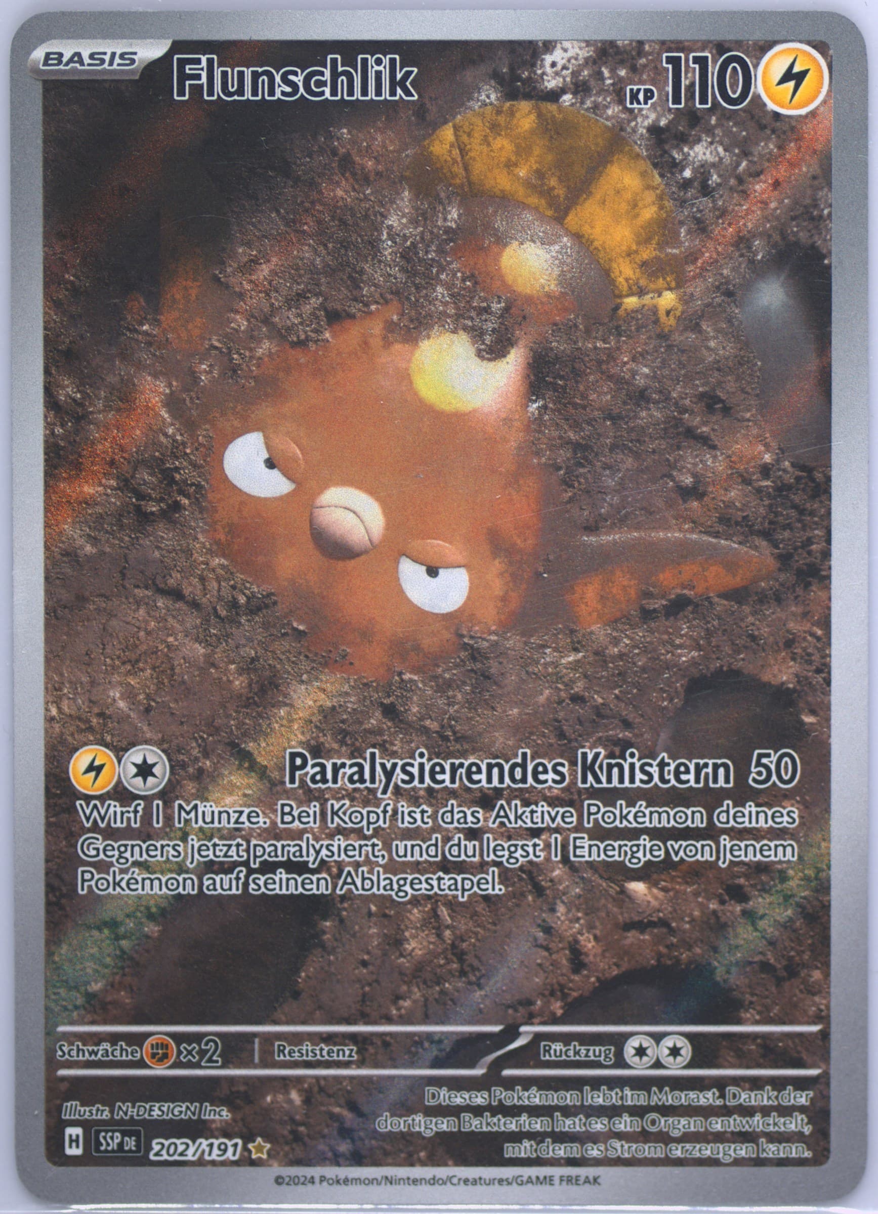 Stunfisk Illustration Rare (202) 2024 Pokemon German Ssp de-Surging Sparks