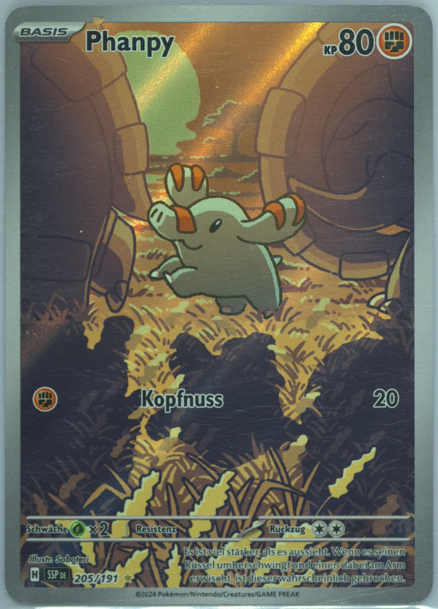 Phanpy Illustration Rare (205) 2024 Pokemon German Ssp de-Surging Sparks