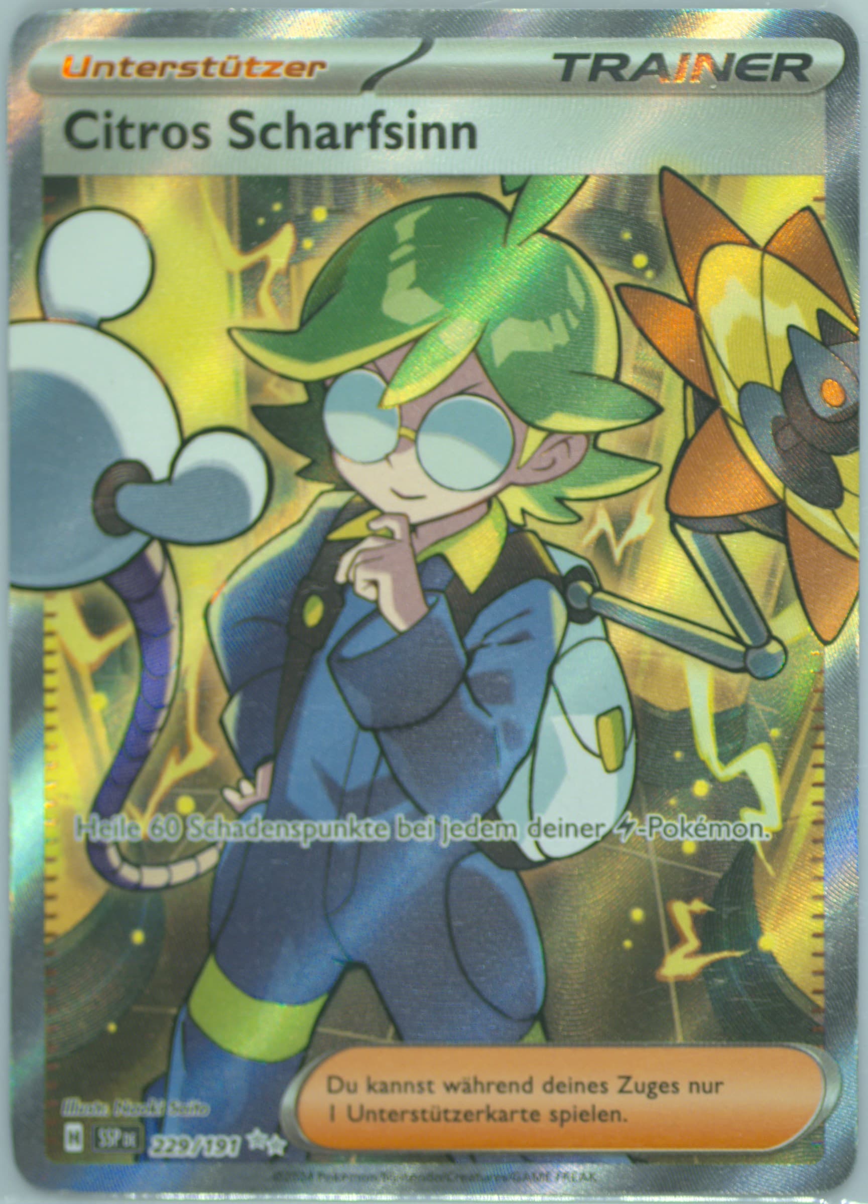 Clemont's Quick Wit Ultra Rare (229) 2024 Pokemon German Ssp de-Surging Sparks
