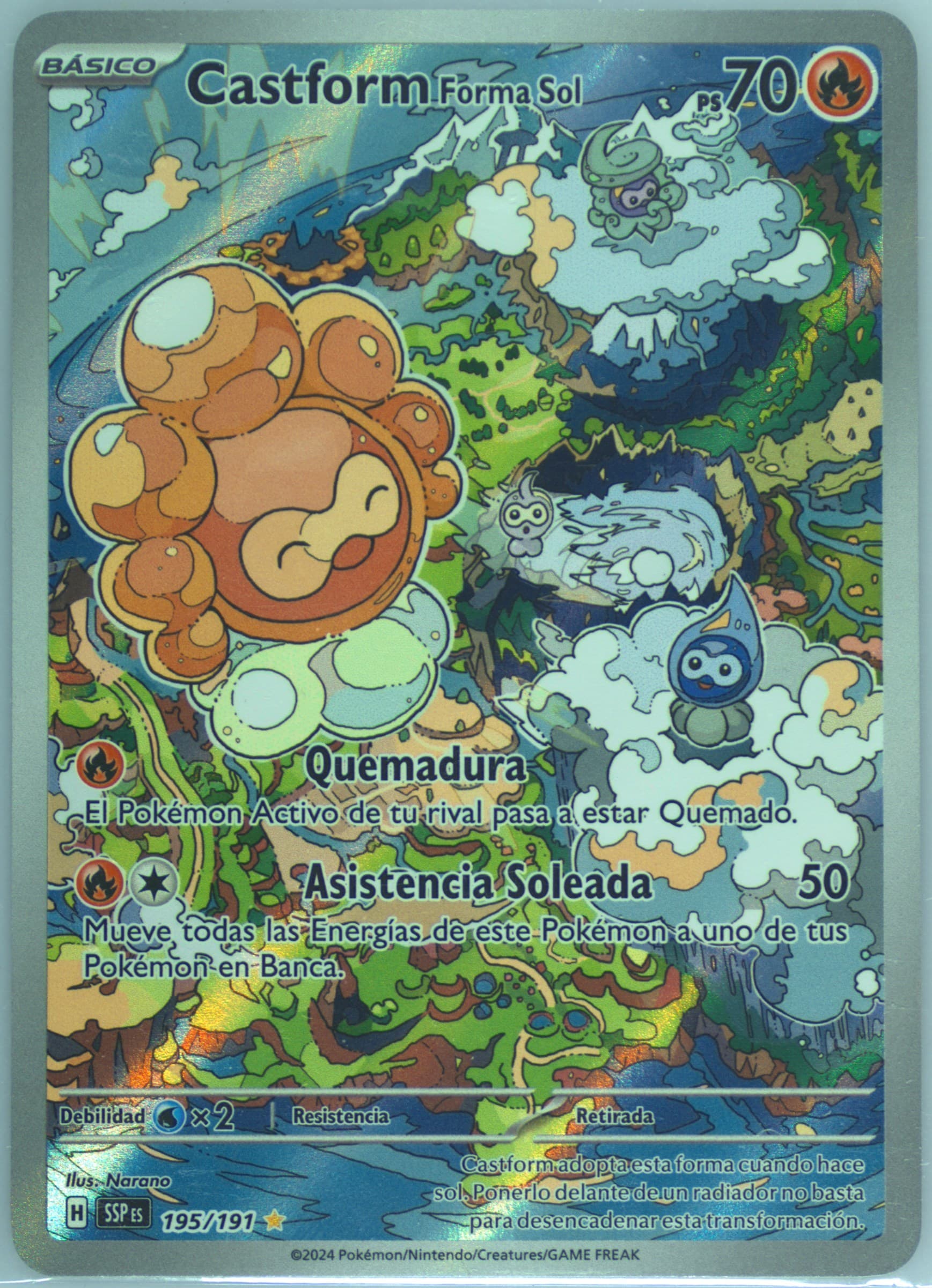 Castform Sunny Form Illustration Rare (195) 2024 Pokemon Spanish Ssp ES-Surging Sparks