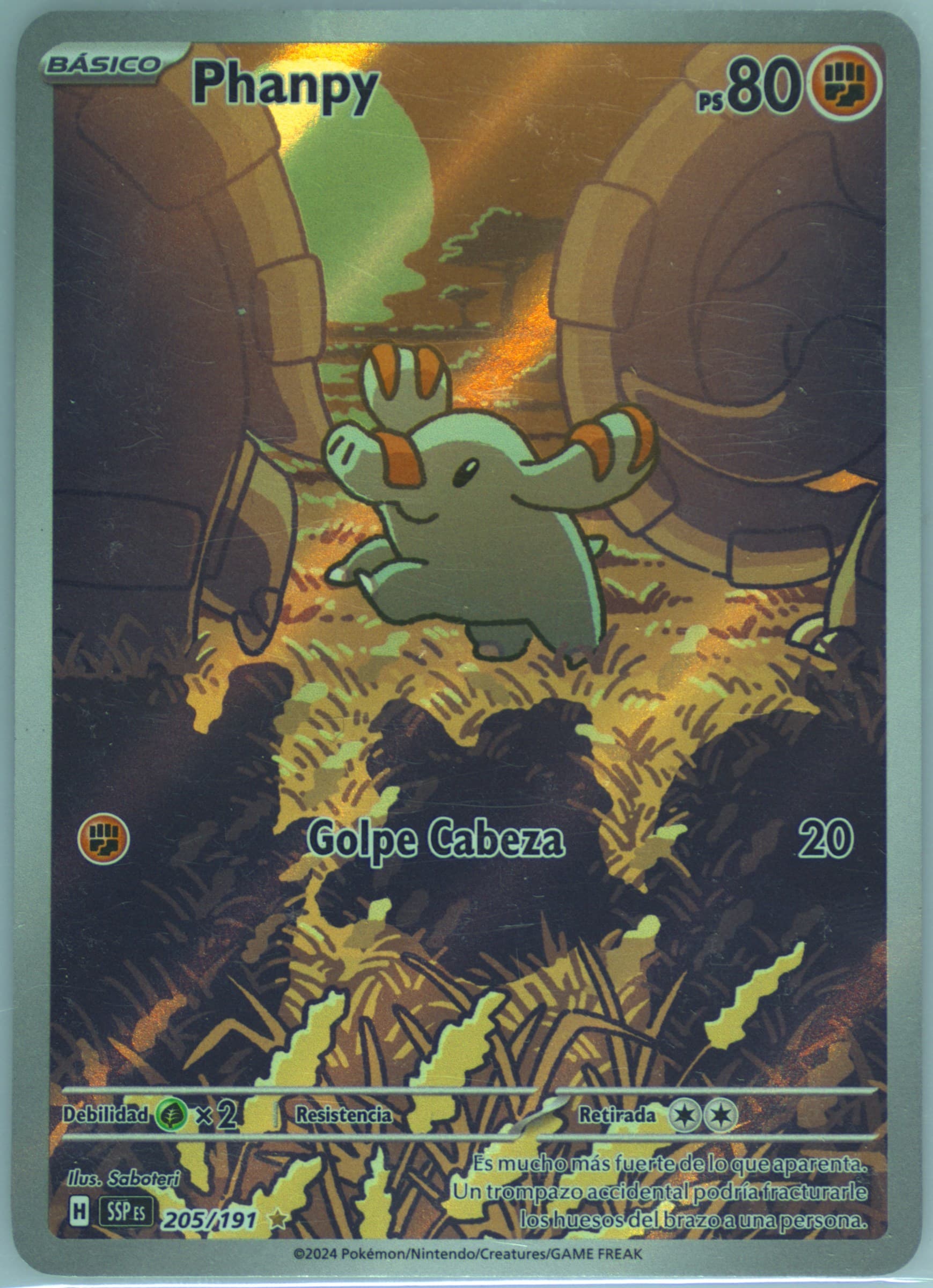 Phanpy Illustration Rare (205) 2024 Pokemon Spanish Ssp ES-Surging Sparks