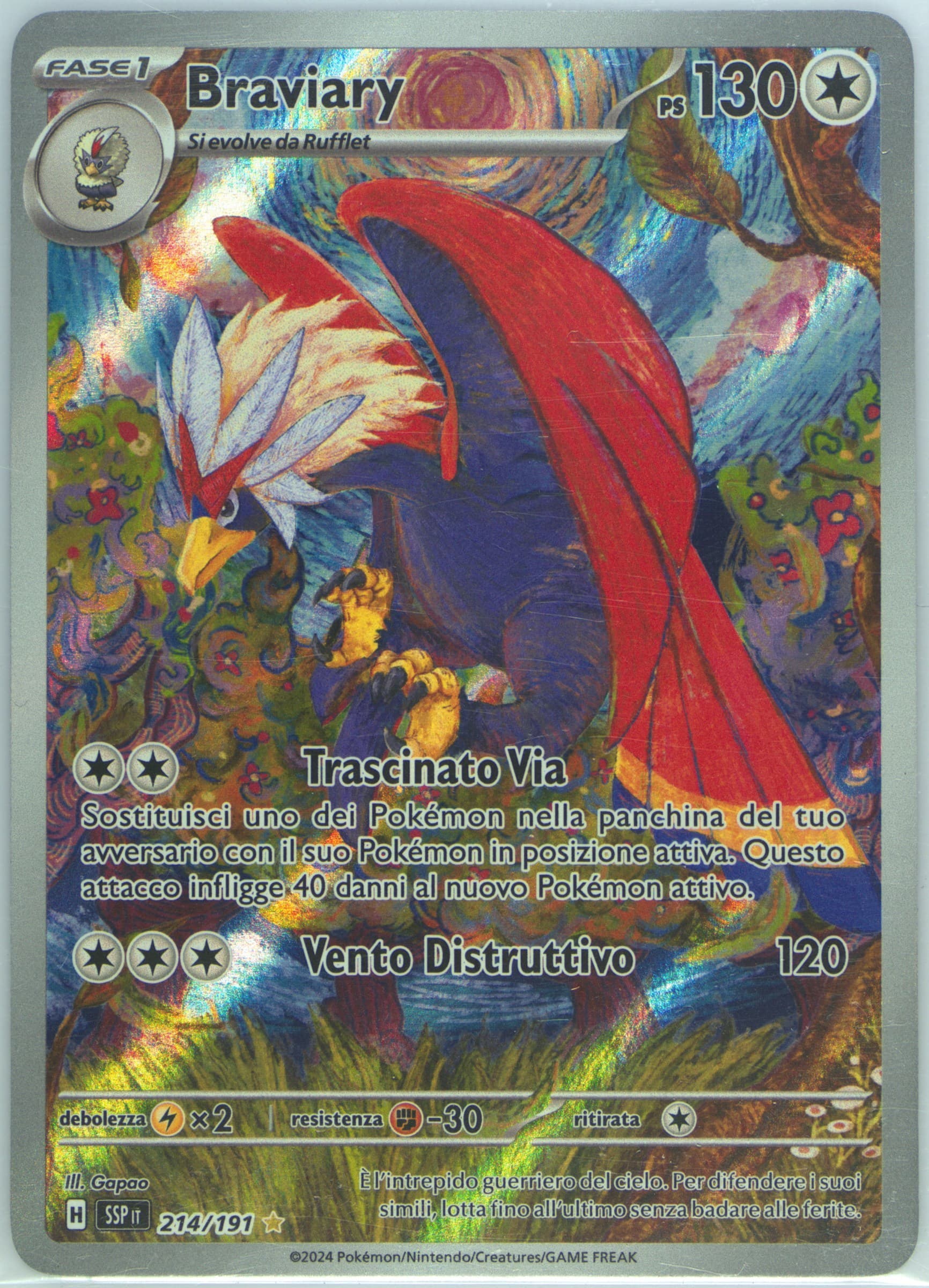 Braviary Illustration Rare (214) 2024 Pokemon Italian Ssp It-Surging Sparks