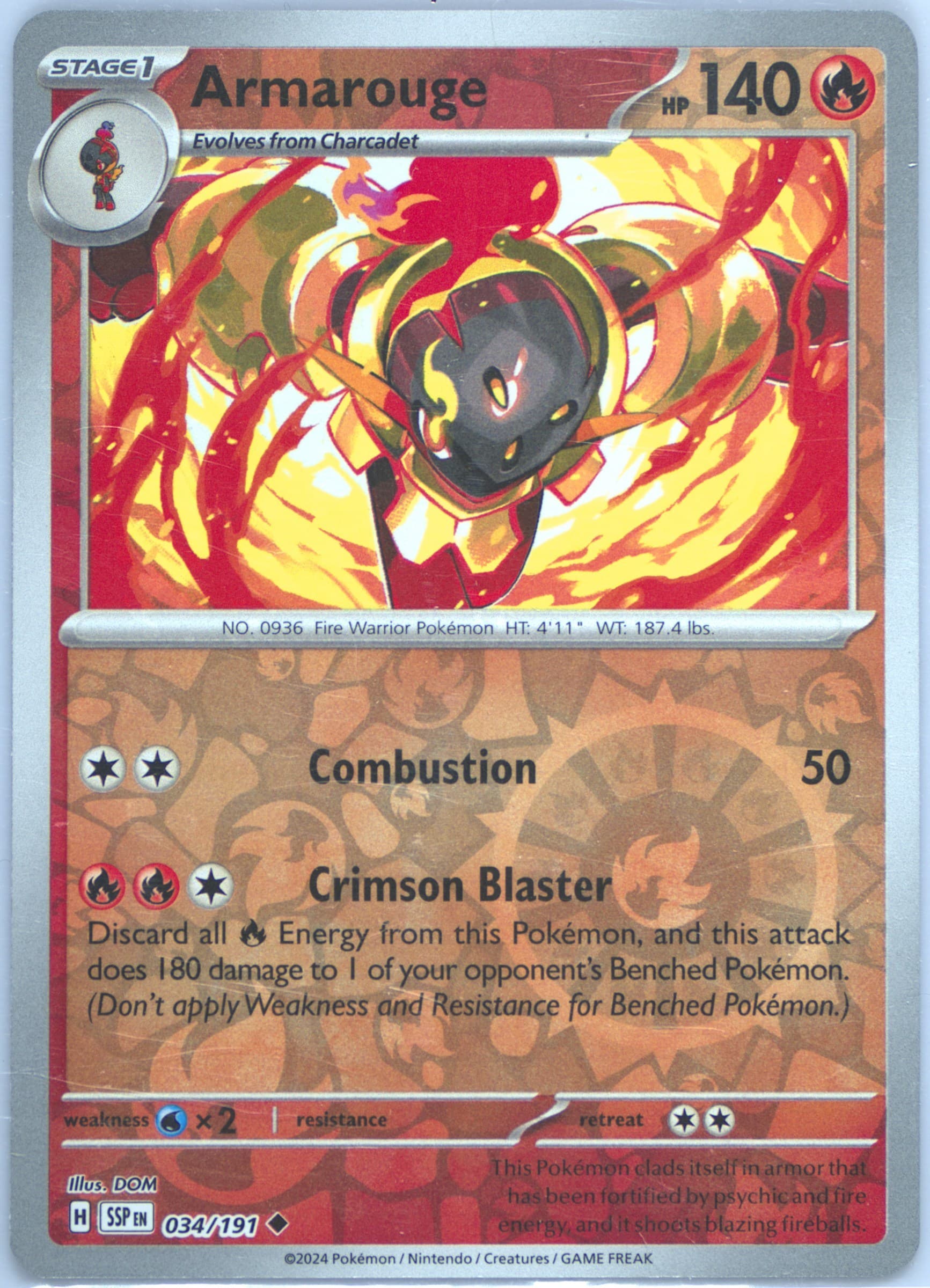 Armarouge Reverse Holo (034) 2024 Pokemon Ssp EN-Surging Sparks