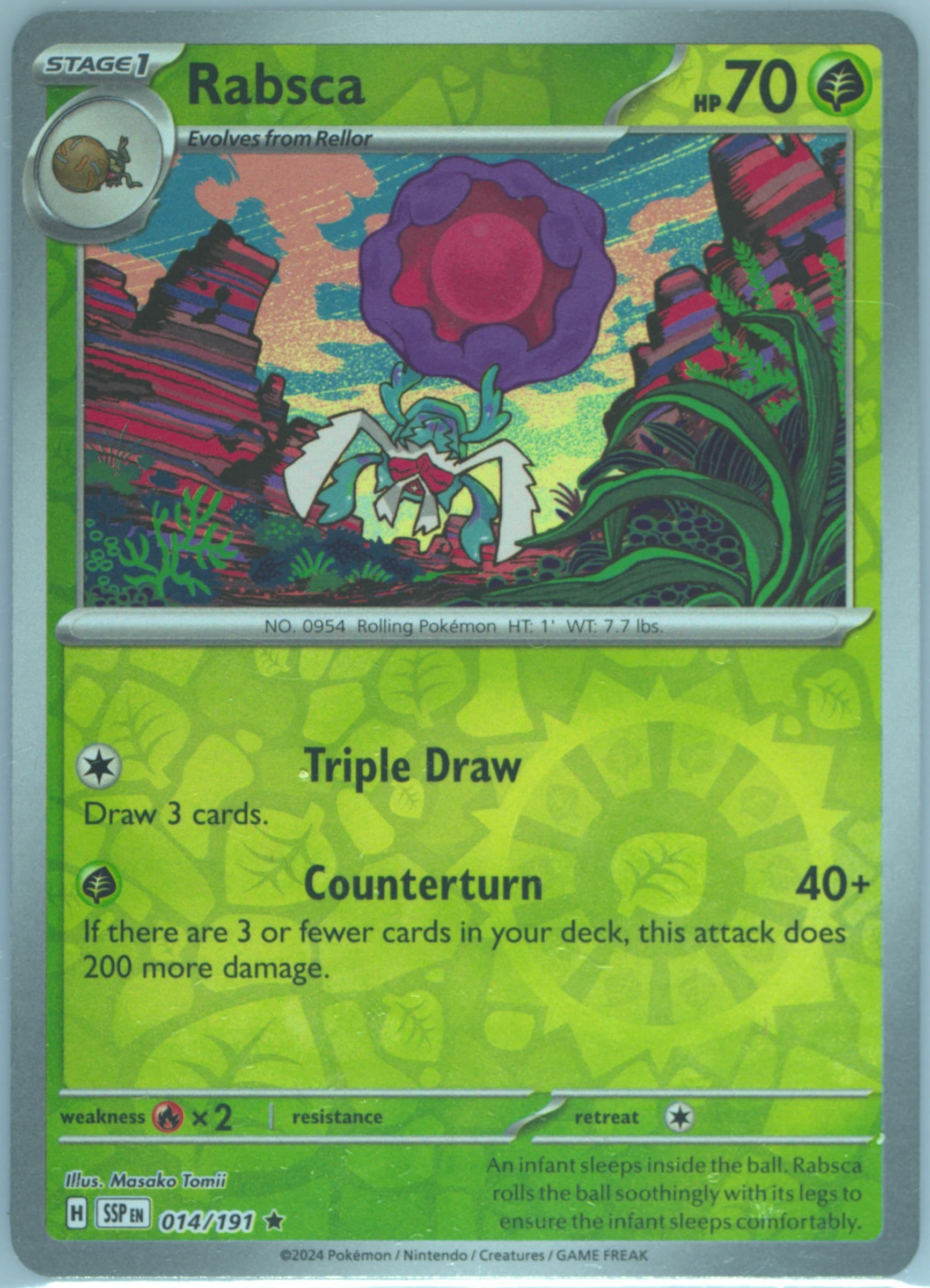 Rabsca Reverse Holo (014) 2024 Pokemon Ssp EN-Surging Sparks