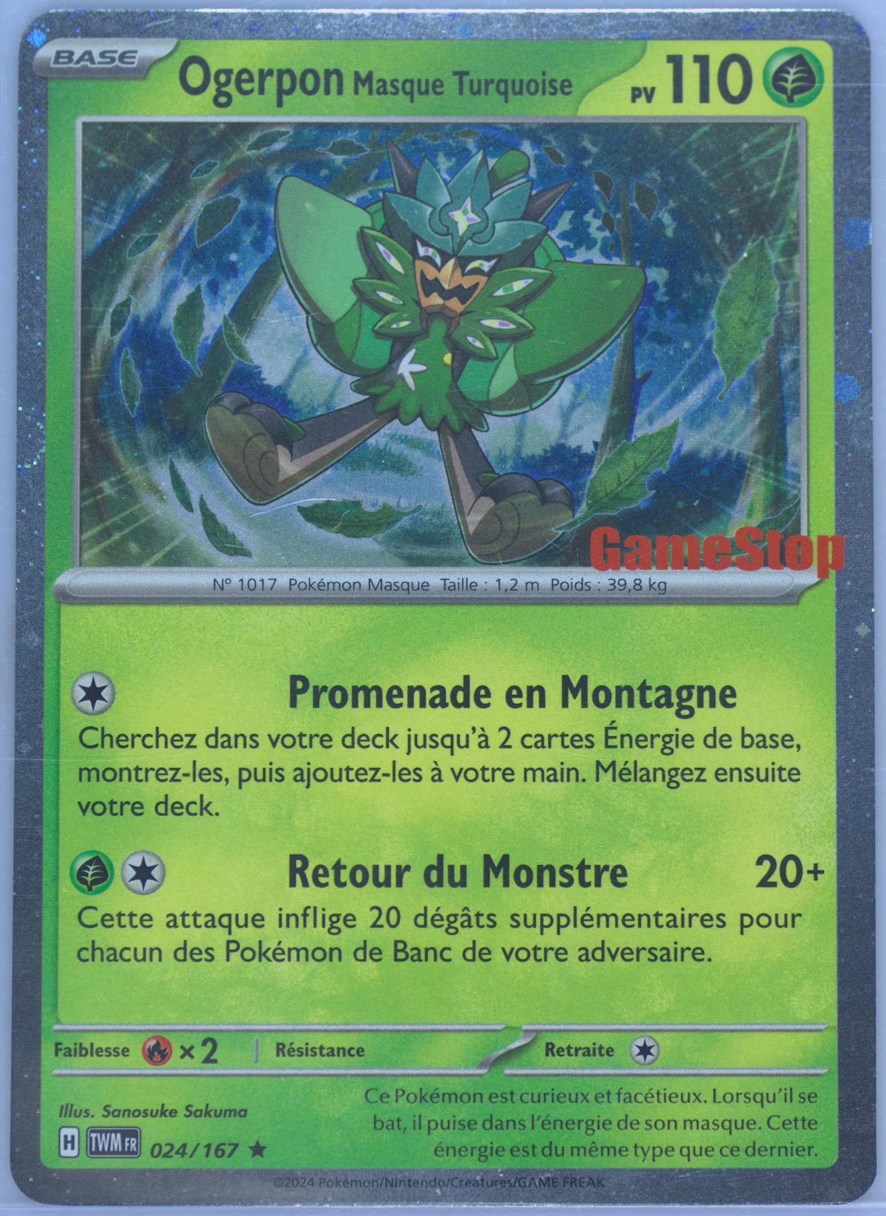 Teal Mask Ogerpon Gamestop Exclusive (024) 2024 Pokemon French Twm FR-Twilight Masquerade
