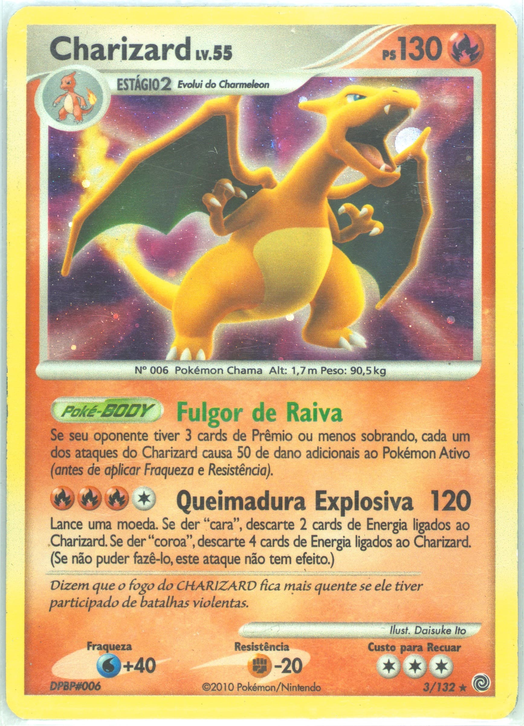 Charizard-Holo (3) 2010 Pokemon Portuguese Diamond & Pearl Secret Wonders