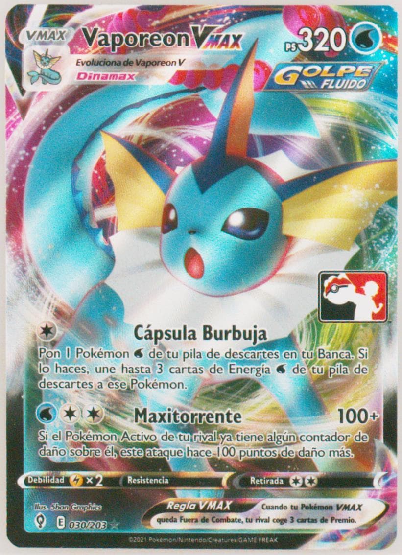 Full Art/Vaporeon Vmax Spanish (030) 2022-2023 Pokemon Play! Pokemon Prize Pack