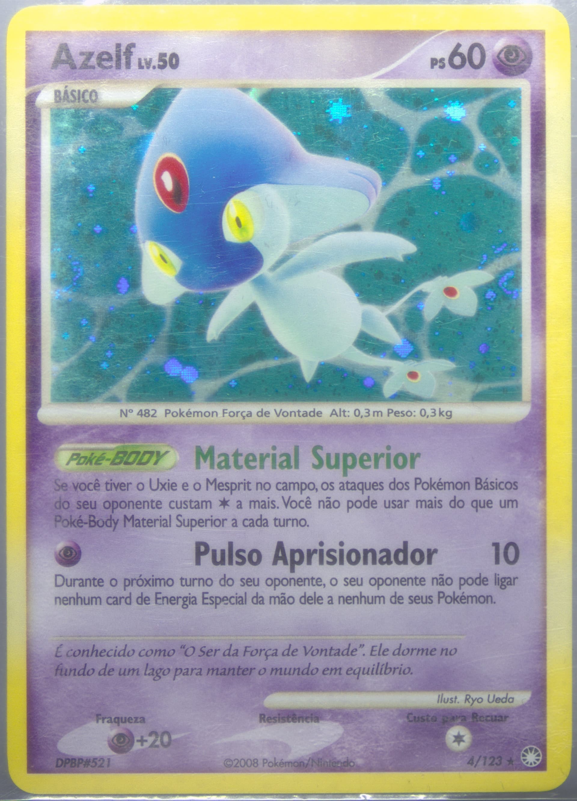 Azelf-Holo (4) 2008 Pokemon Portuguese Diamond & Pearl Mysterious Treasures