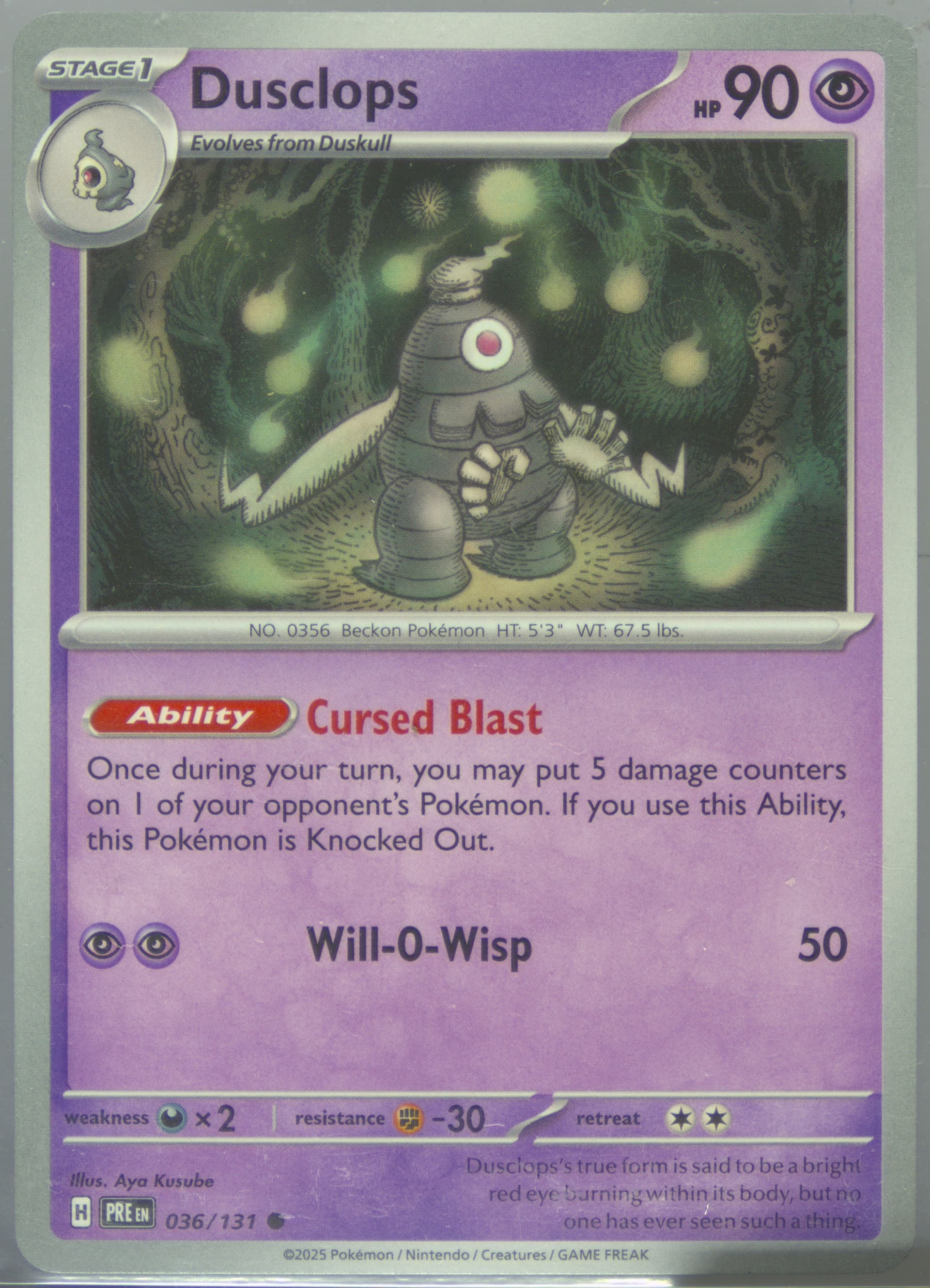 Dusclops (036) 2025 Pokemon Pre EN-Prismatic Evolutions