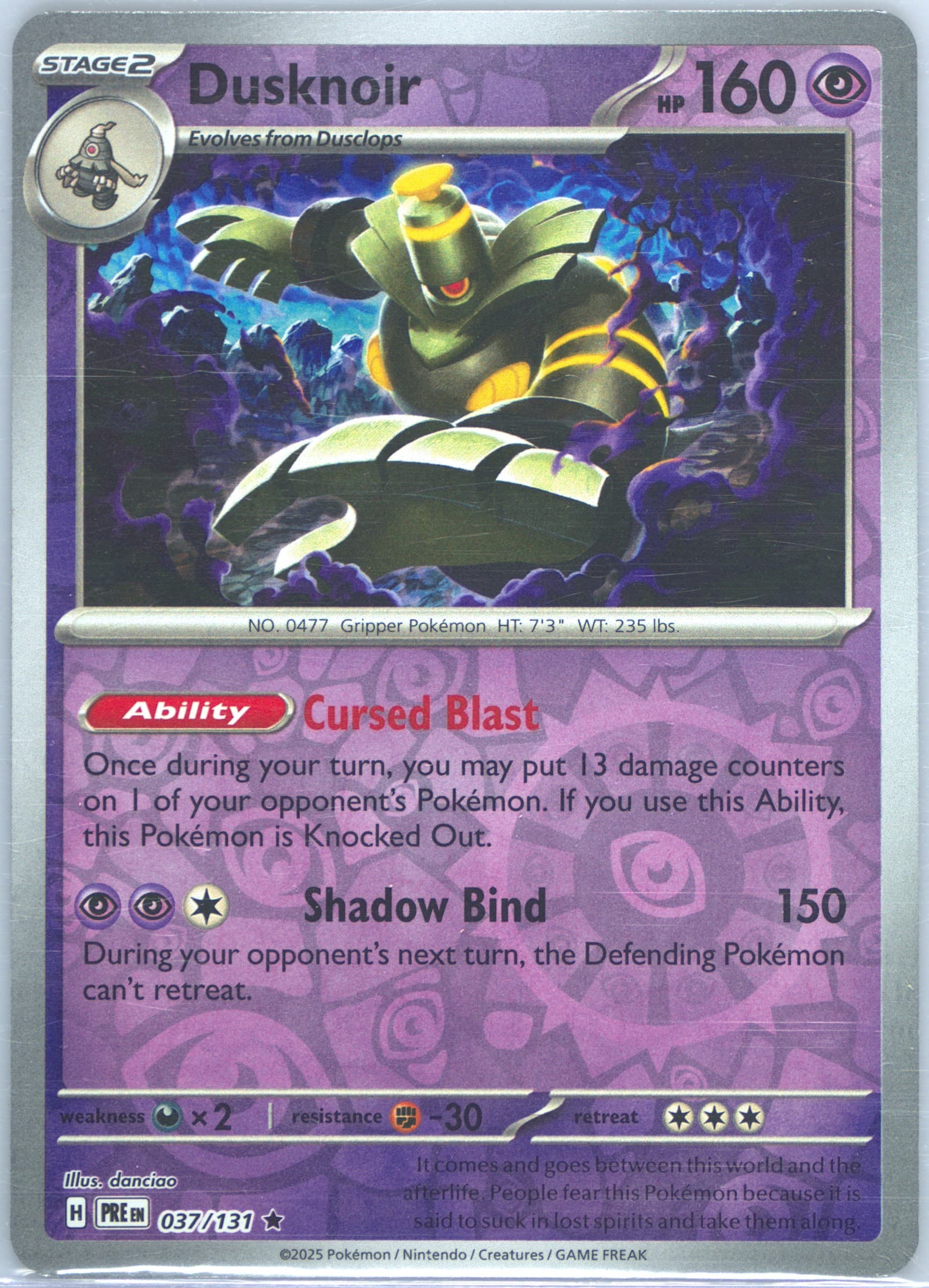 Dusknoir Reverse Holo (037) 2025 Pokemon Pre EN-Prismatic Evolutions