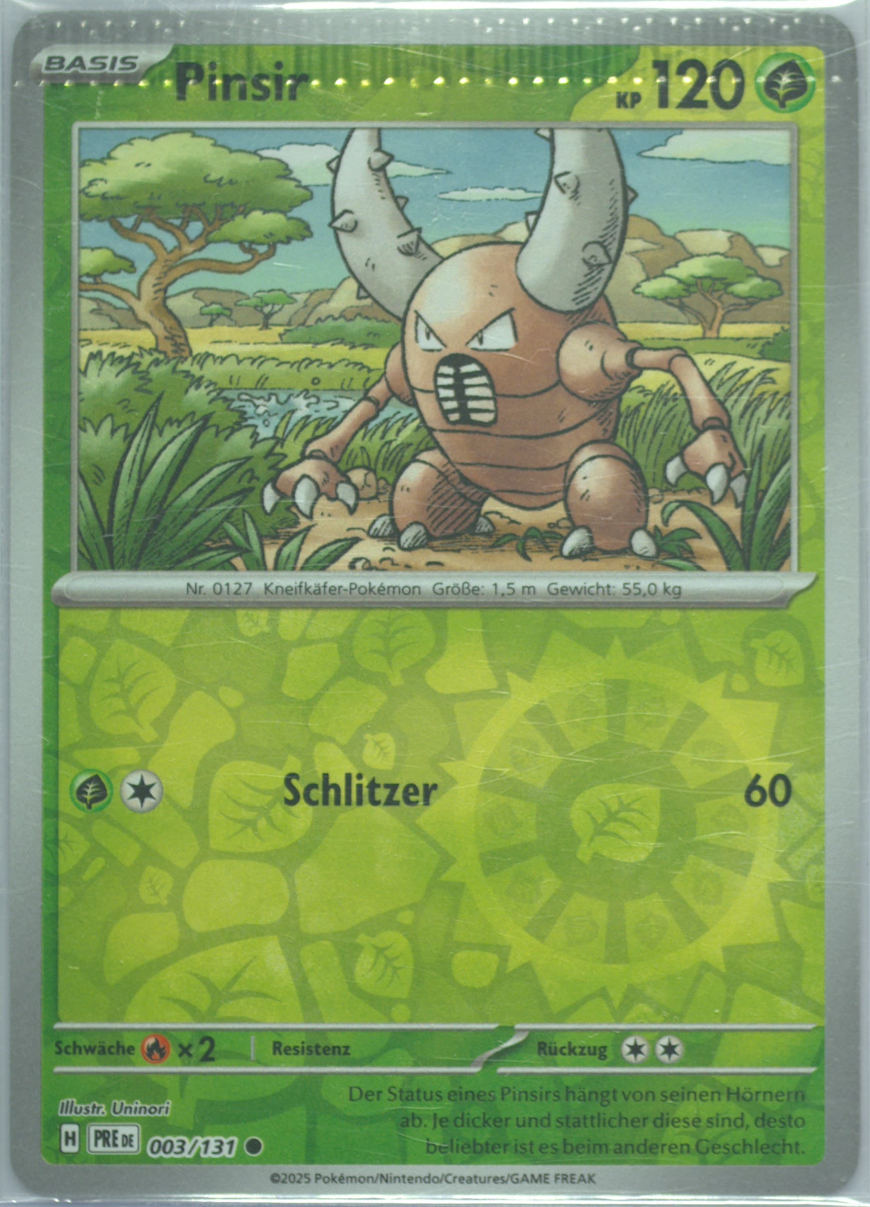 Pinsir Reverse Holo (003) 2025 Pokemon German Pre de-Prismatic Evolutions