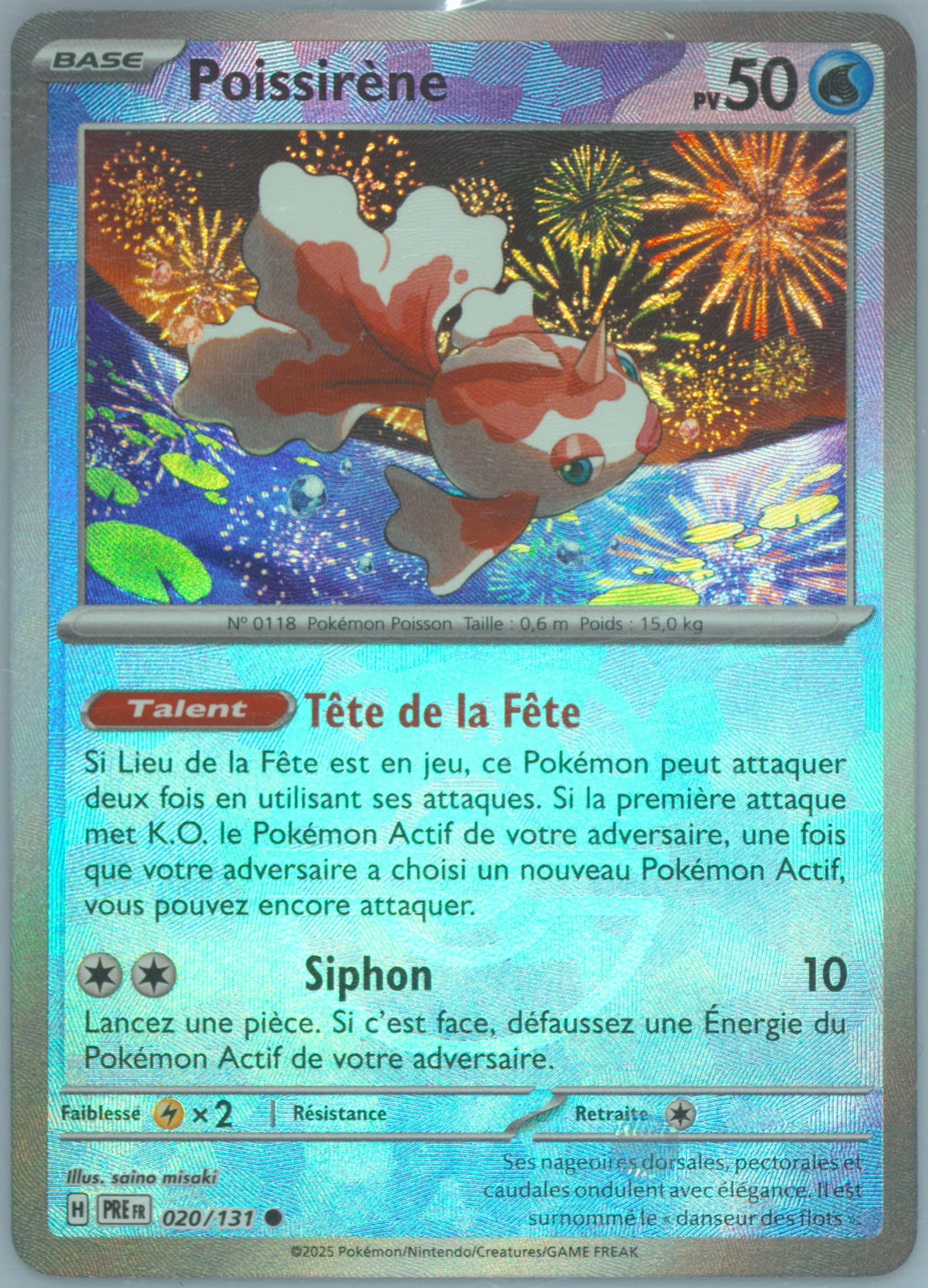 Goldeen Master Ball Reverse Holo (020) 2025 Pokemon French Pre FR-Prismatic Evolutions