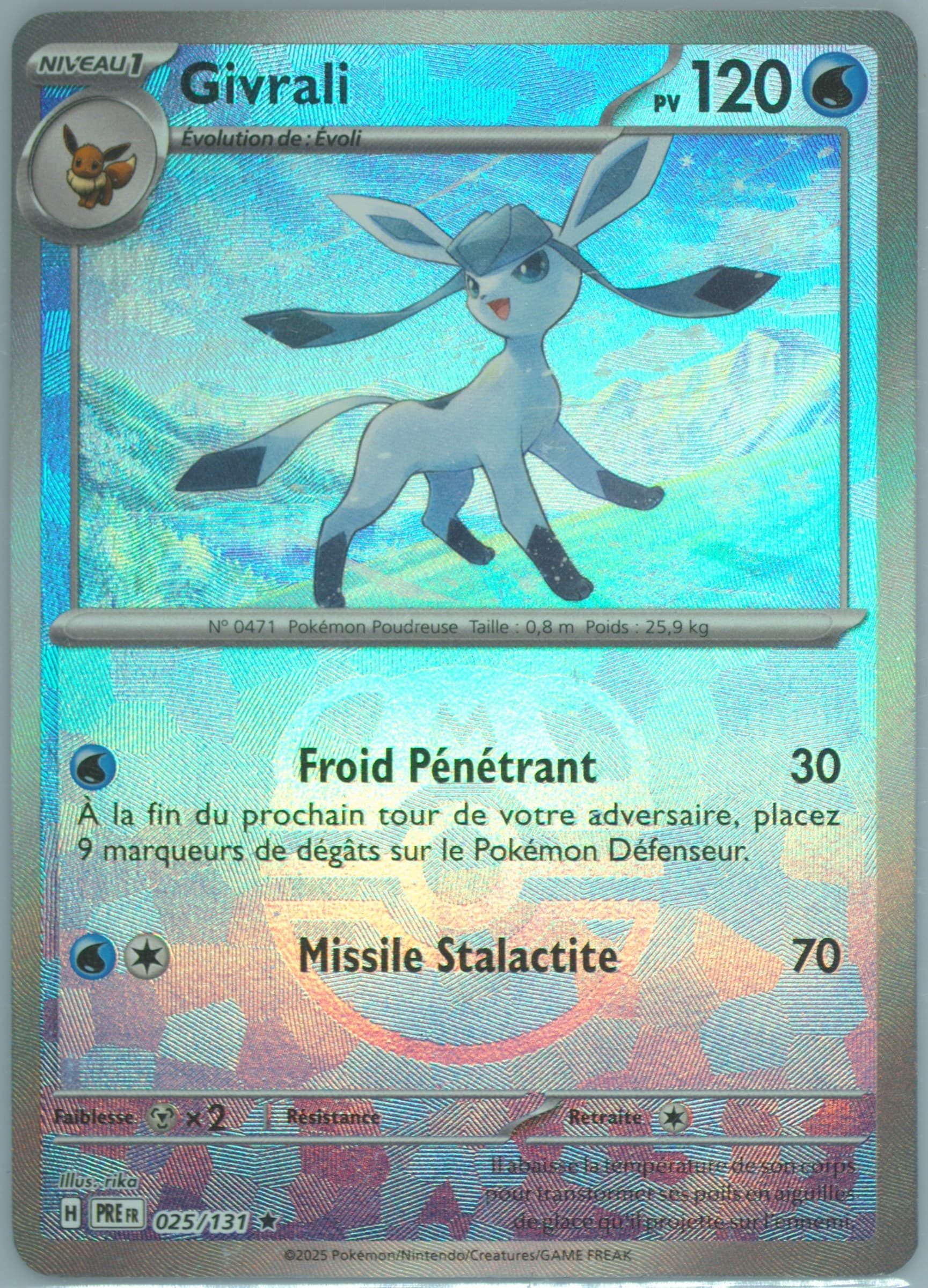 Glaceon Master Ball Reverse Holo (025) 2025 Pokemon French Pre FR-Prismatic Evolutions