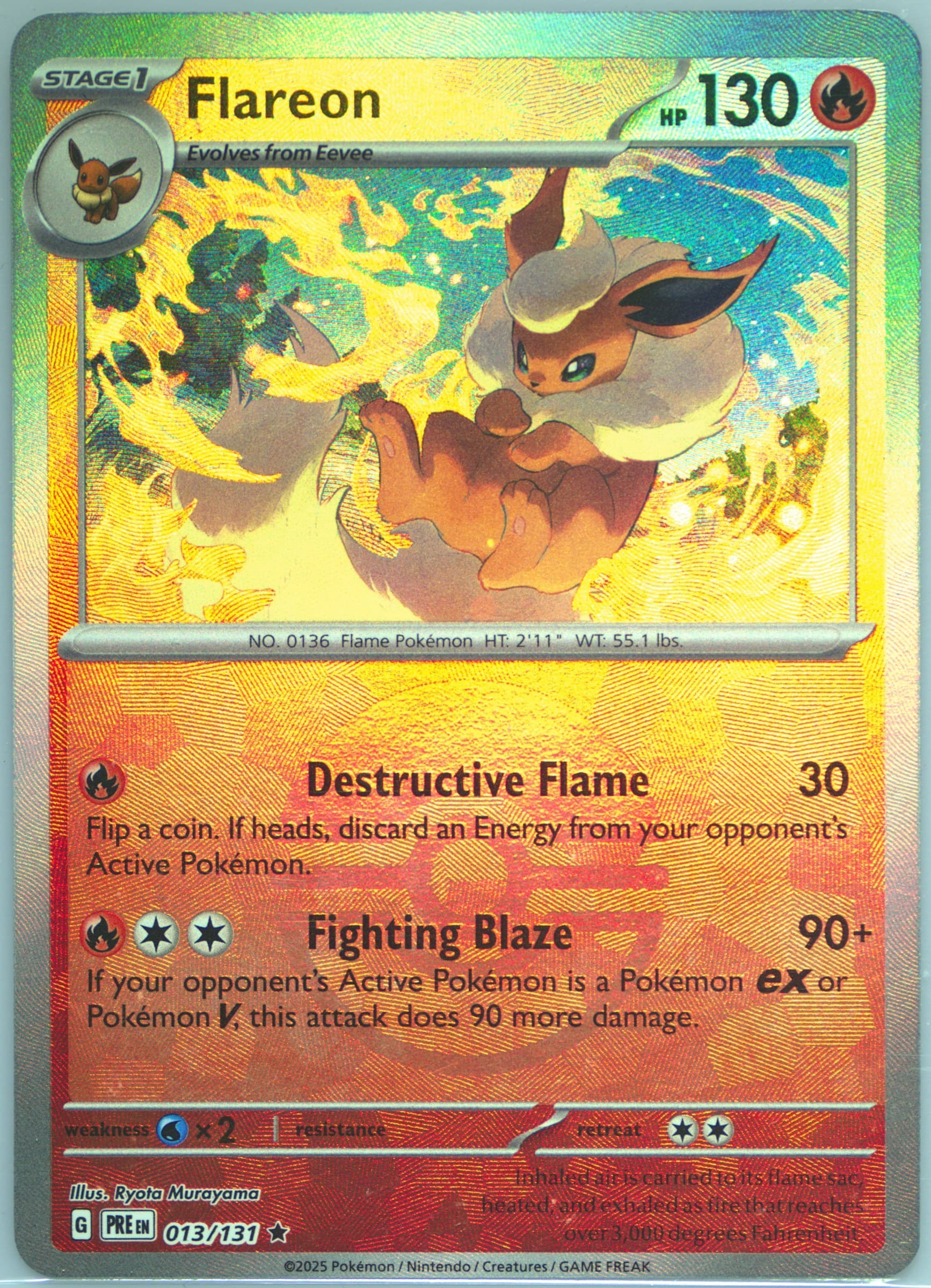 Flareon Poke Ball Reverse Holo (013) 2025 Pokemon Spanish Pre ES-Prismatic Evolutions