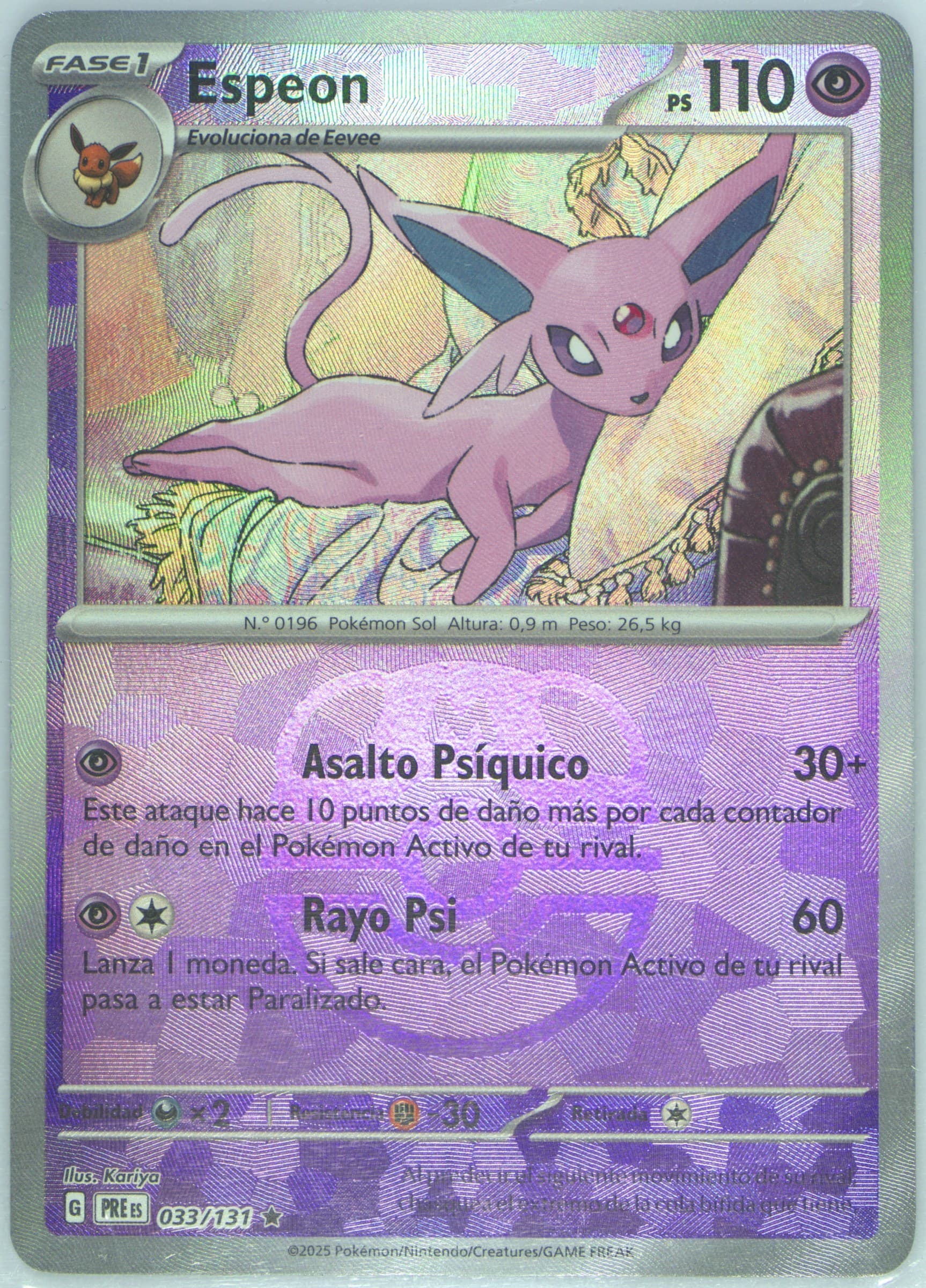 Espeon Master Ball Reverse Holo (033) 2025 Pokemon Spanish Pre ES-Prismatic Evolutions