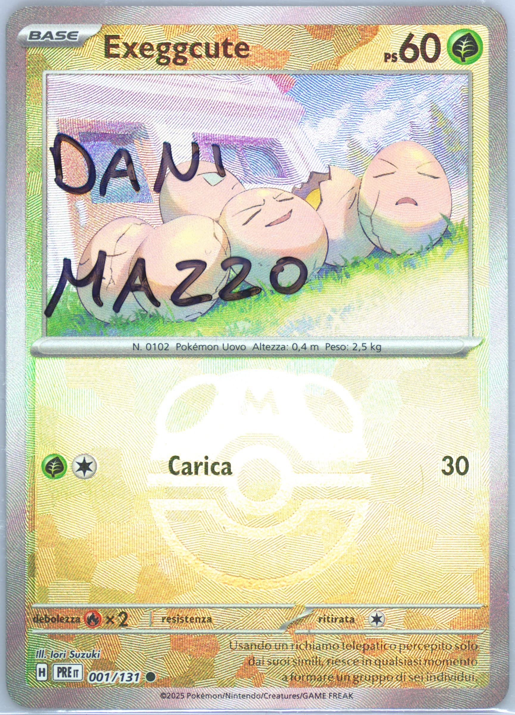 Exeggcute Master Ball Reverse Holo (001) 2025 Pokemon Italian Pre It-Prismatic Evolutions
