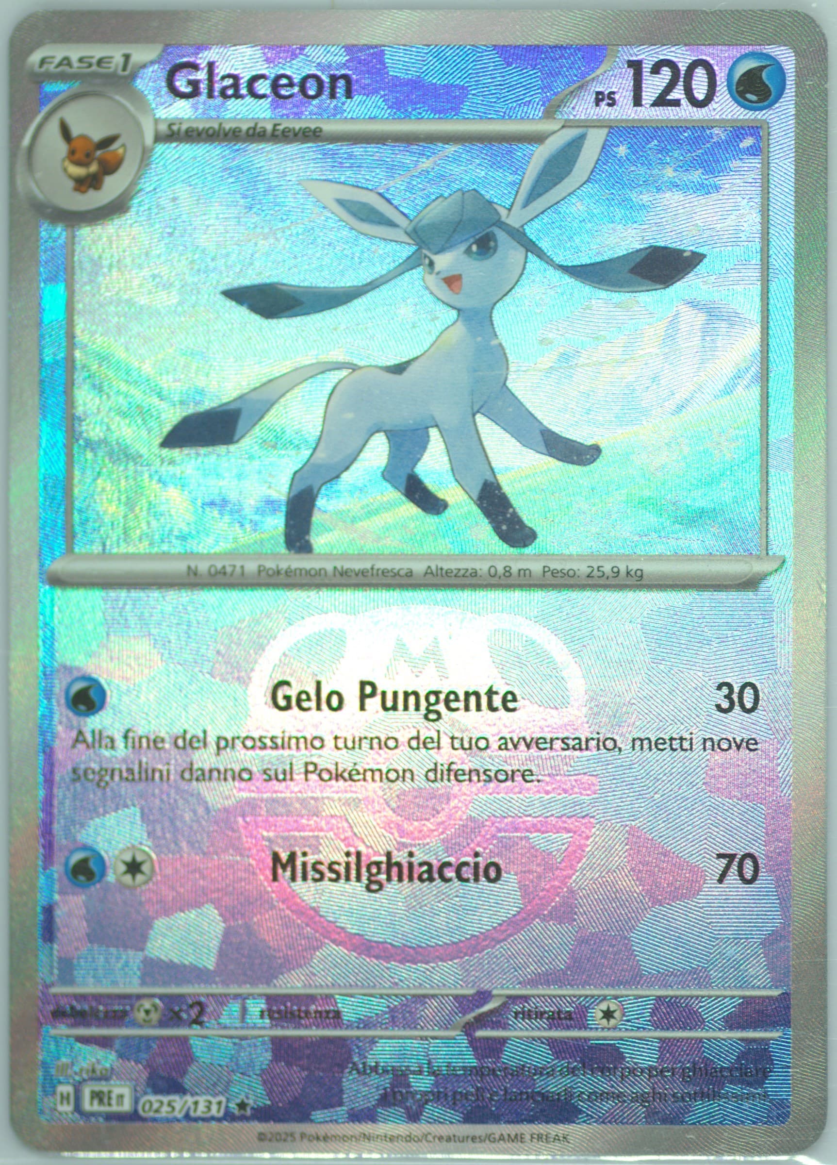 Glaceon Master Ball Reverse Holo (025) 2025 Pokemon Italian Pre It-Prismatic Evolutions