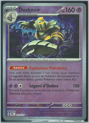 Dusknoir Master Ball Reverse Holo (037) 2025 Pokemon Italian Pre It-Prismatic Evolutions