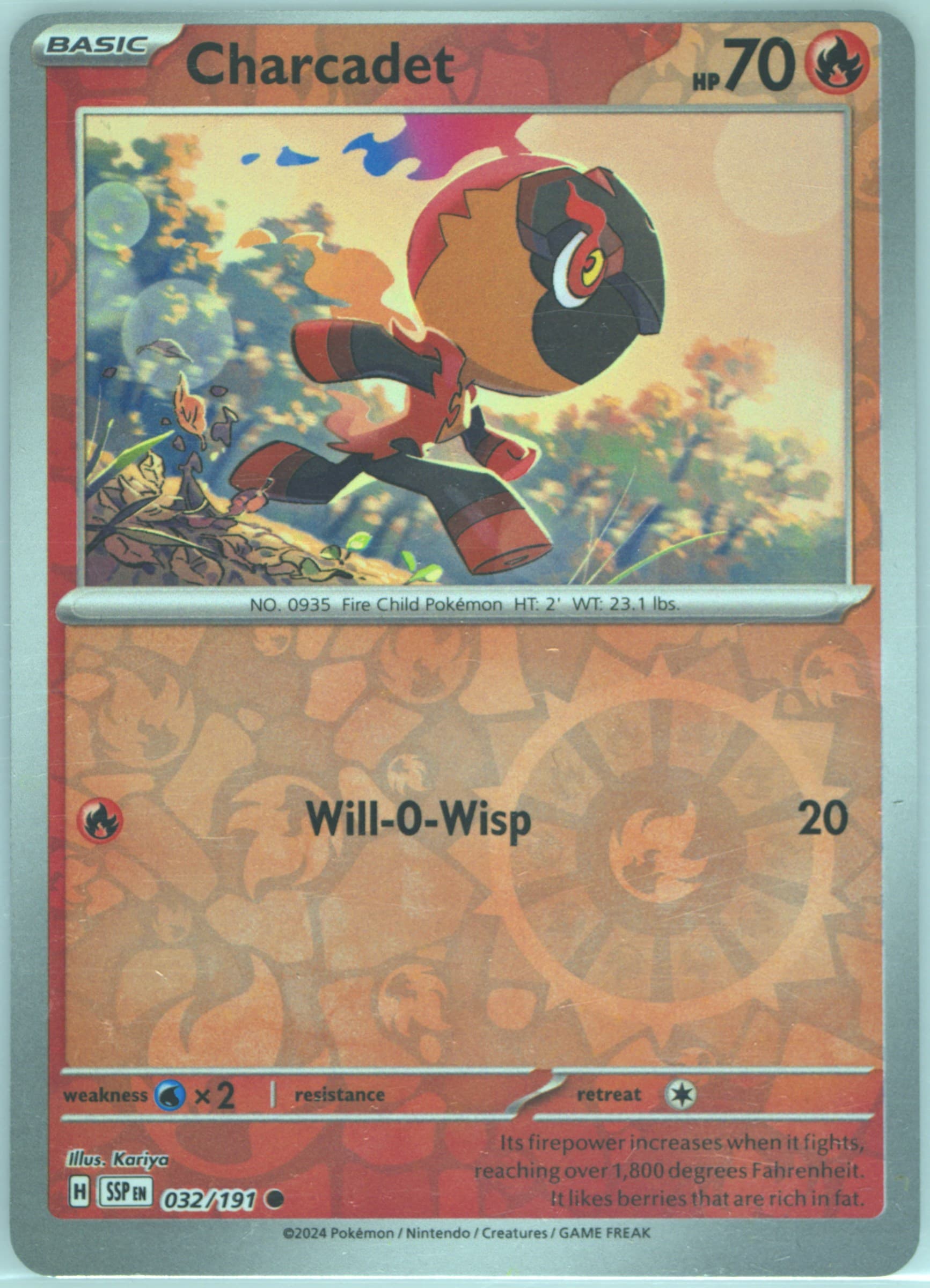 Charcadet Reverse Holo (032) 2024 Pokemon Ssp EN-Surging Sparks