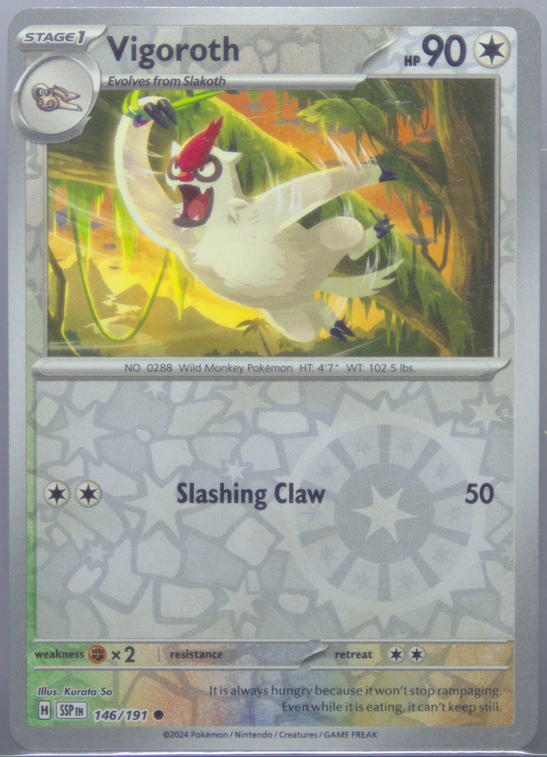 Vigoroth Reverse Holo (146) 2024 Pokemon Ssp EN-Surging Sparks