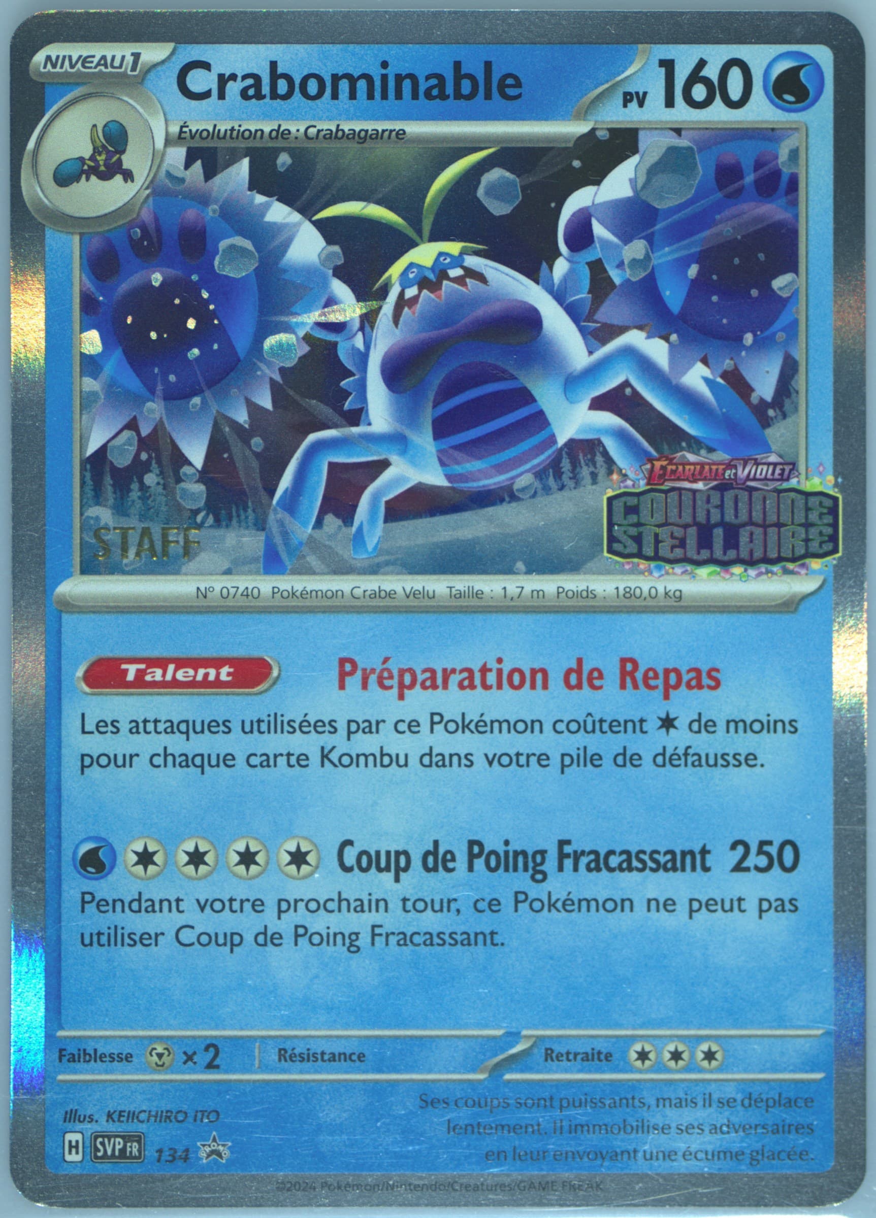 Crabominable Stellar Crown Prerelease-Staff (134) 2024 Pokemon French Svp FR-SV Black Star Promo