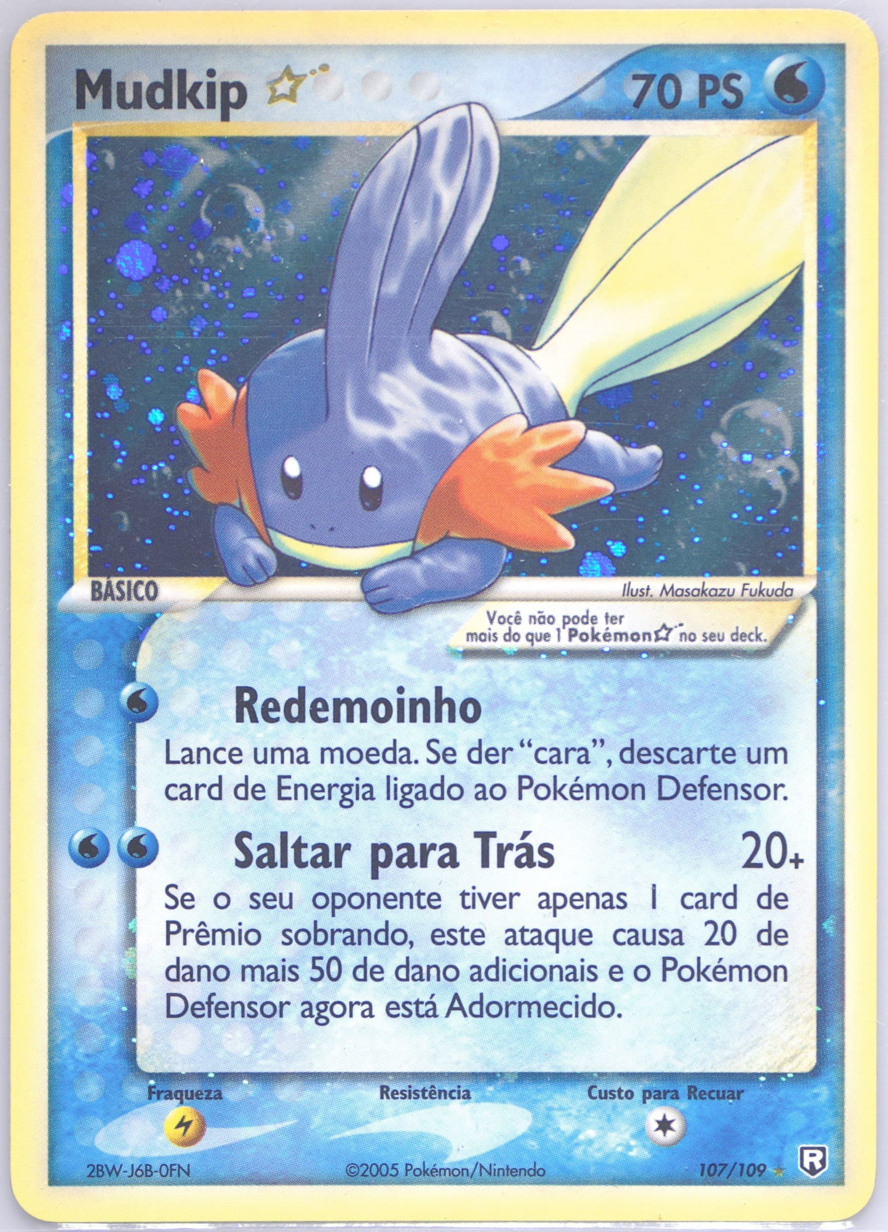 Mudkip-Holo Gold Star (107) 2005 Pokemon Portuguese EX Team Rocket Returns