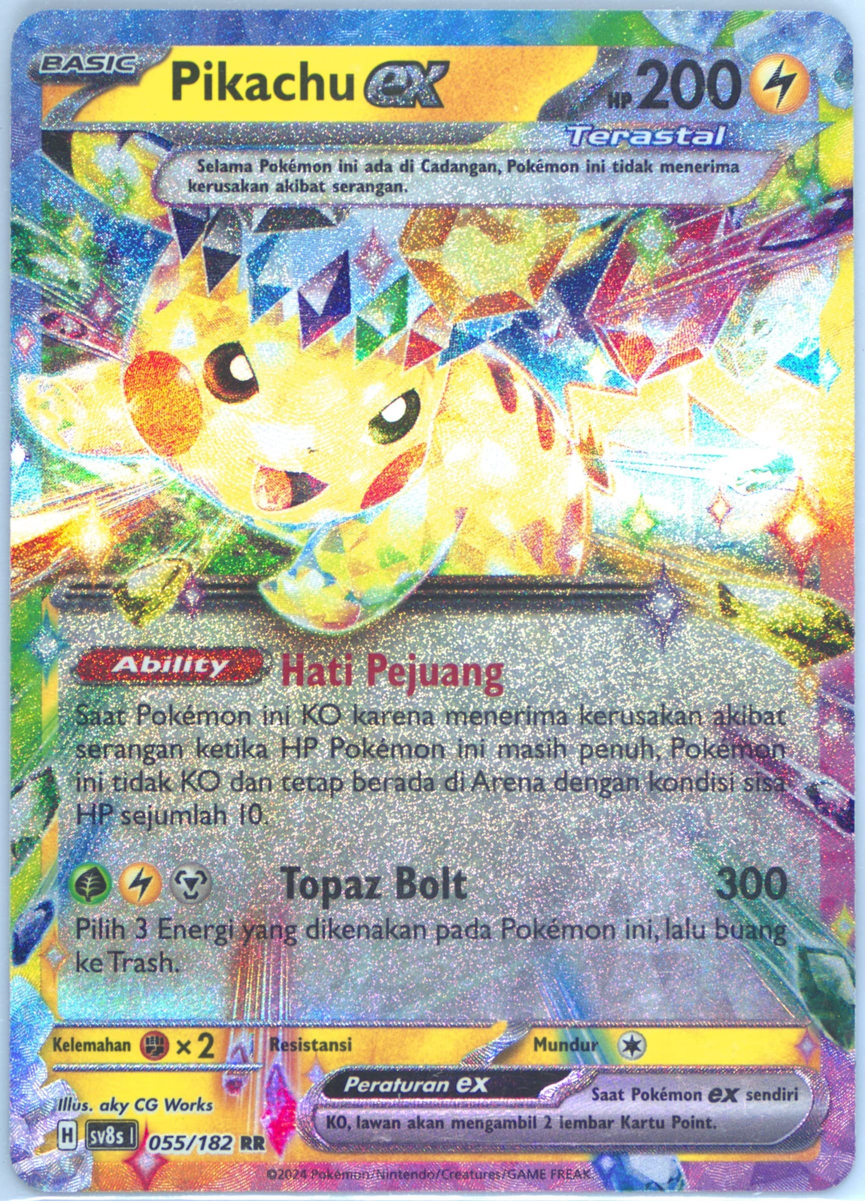 Pikachu EX (055) 2024 Pokemon Indonesian Sv8s I-Stellar Lightning