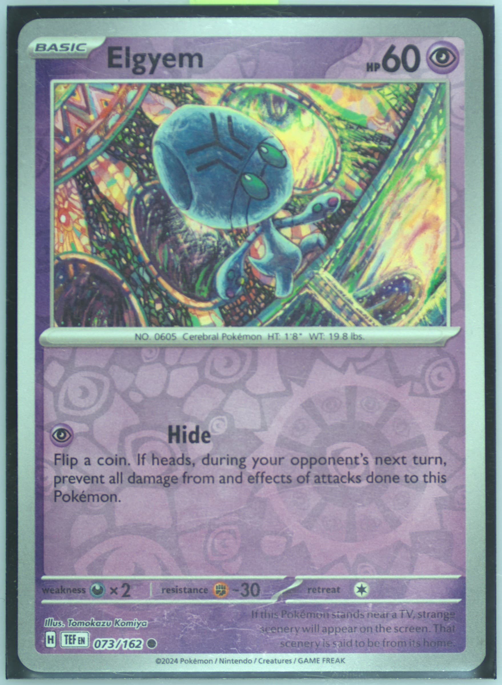 Elgyem Reverse Holo (073) 2024 Pokemon Tef EN-Temporal Forces