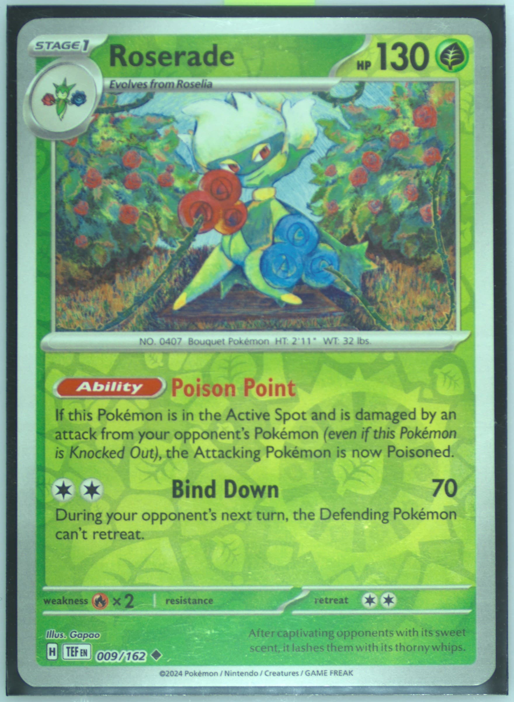 Roserade Reverse Holo (009) 2024 Pokemon Tef EN-Temporal Forces