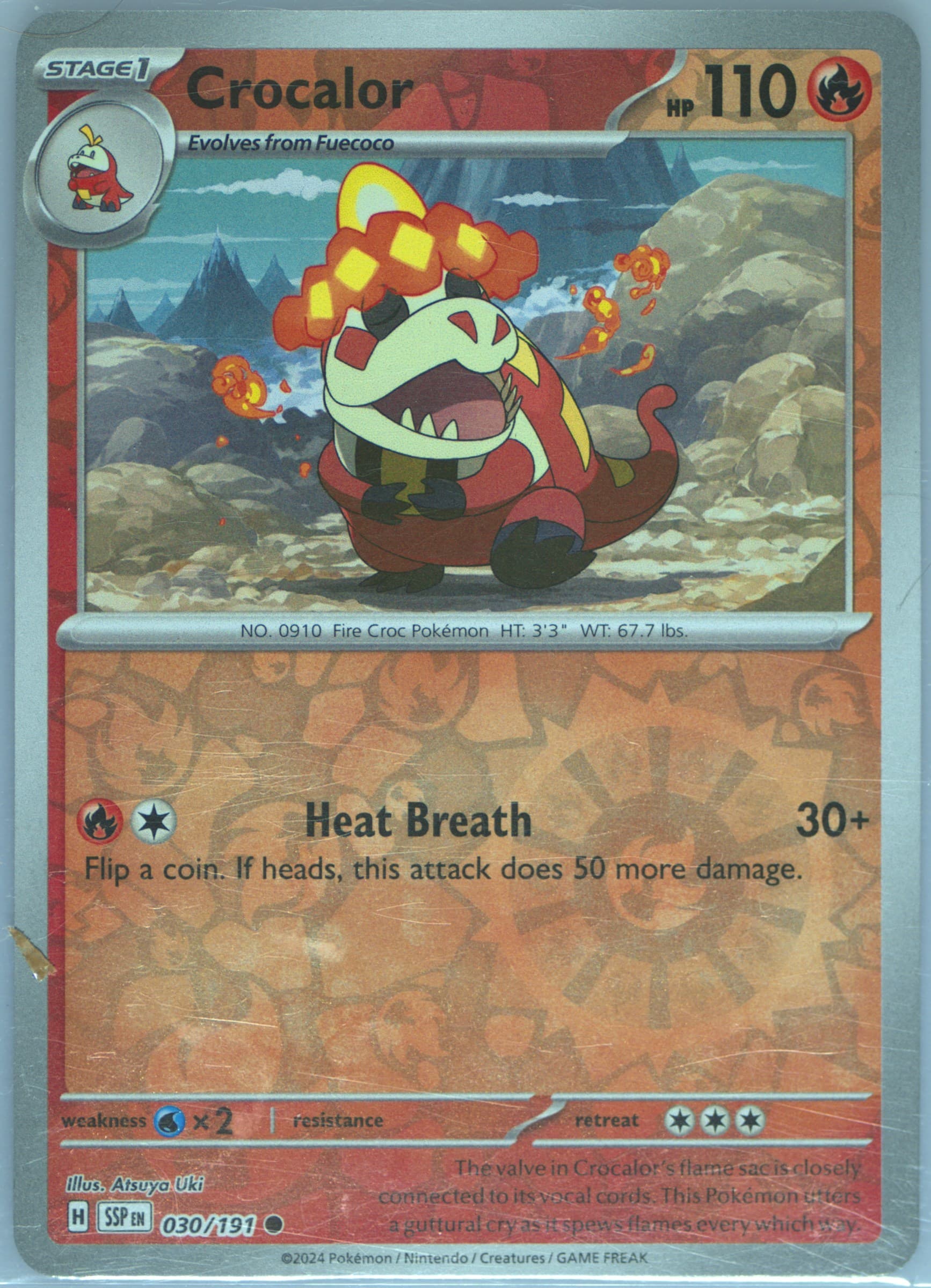Crocalor Reverse Holo (030) 2024 Pokemon Ssp EN-Surging Sparks