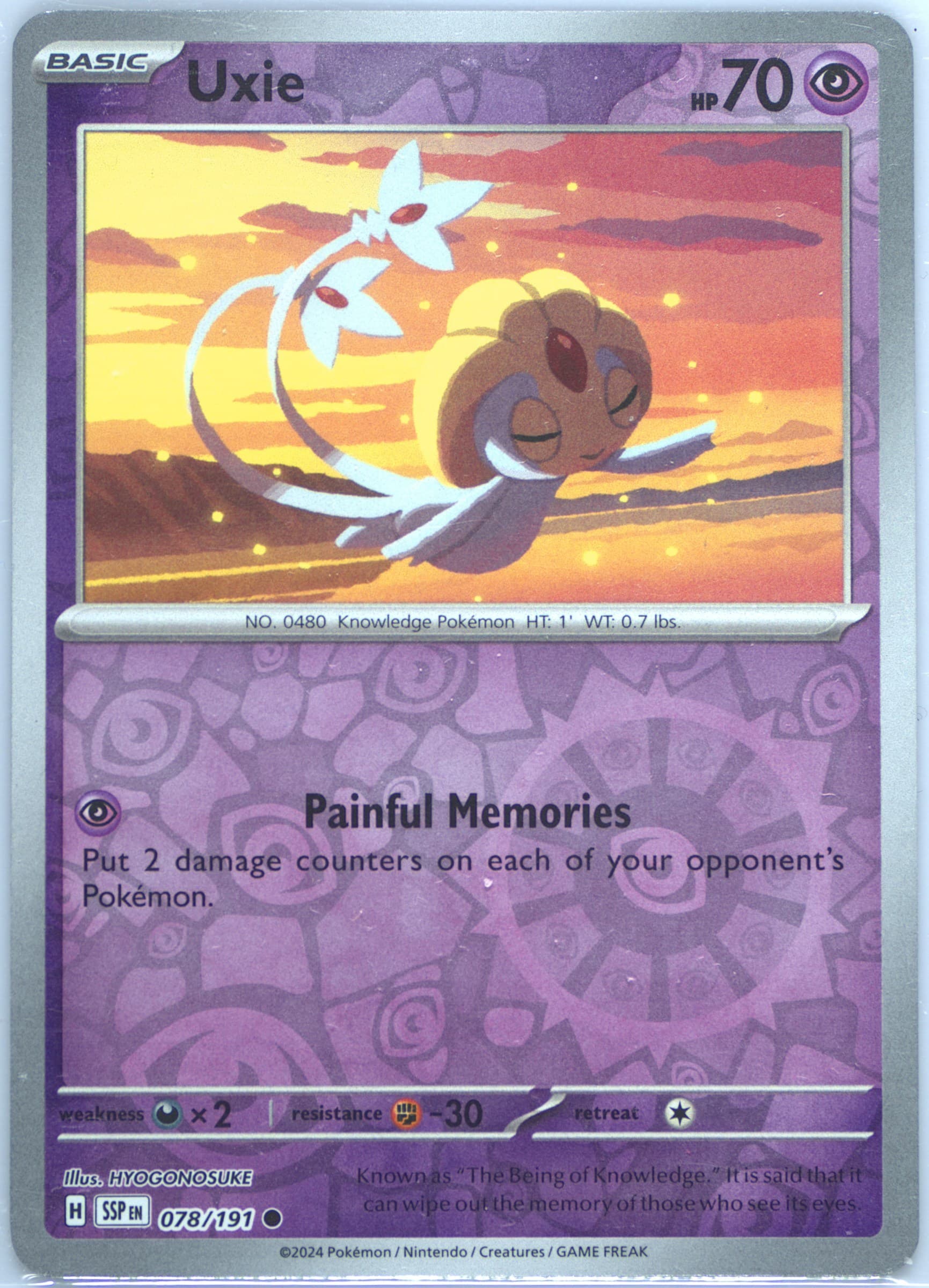 Uxie Reverse Holo (078) 2024 Pokemon Ssp EN-Surging Sparks